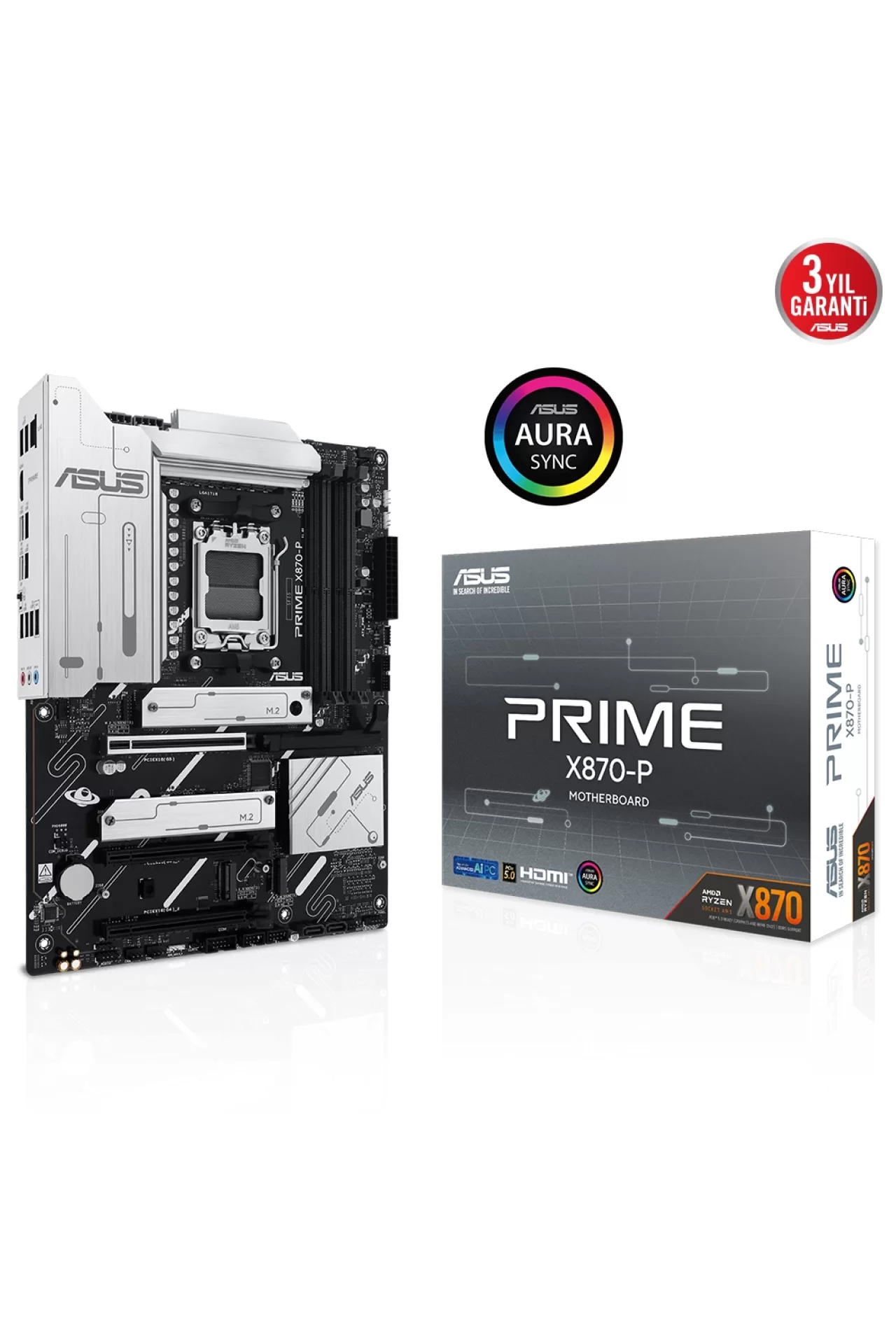 Asus Prime X870-P 8000MHz(OC) DDR5 Soket AM5 M.2 HDMI ATX Anakart