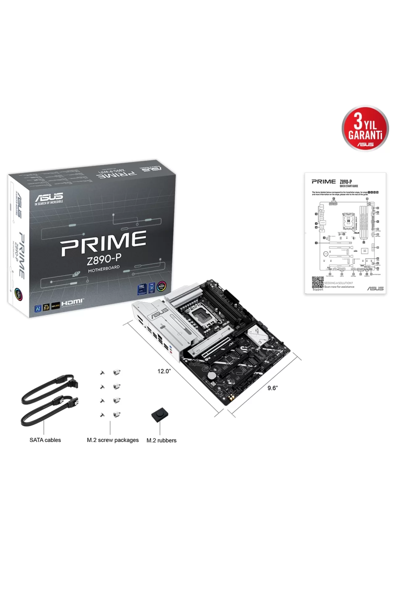 Asus Prime Z890-P WiFi 8400 MHz (OC) DDR5 Soket LGA1851 M.2 HDMI DP ATX Anakart