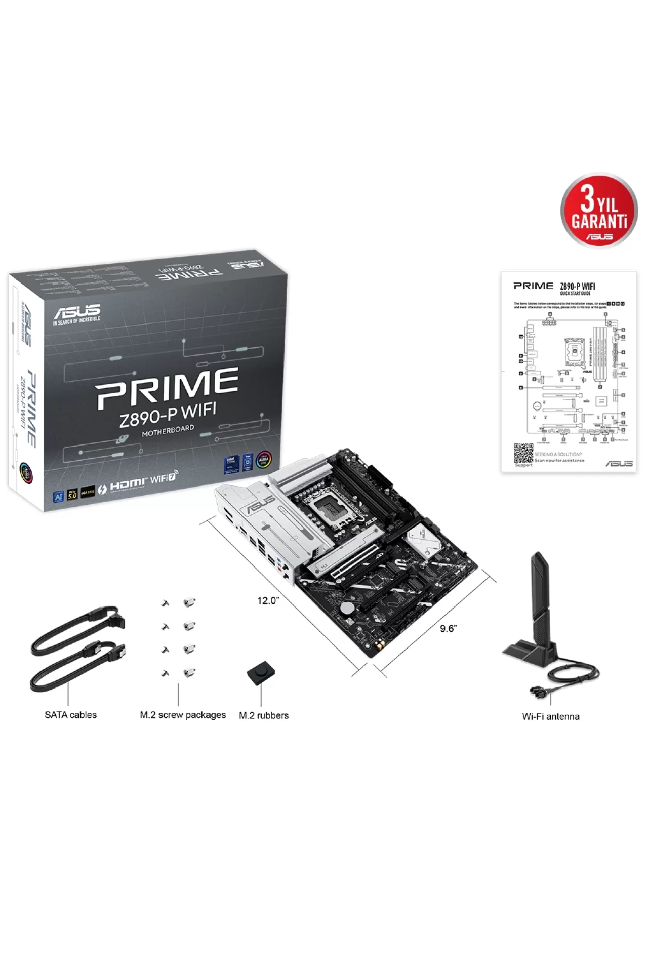 Asus Prime Z890-P WiFi 8400 MHz (OC) DDR5 Soket LGA1851 M.2 HDMI DP ATX Anakart