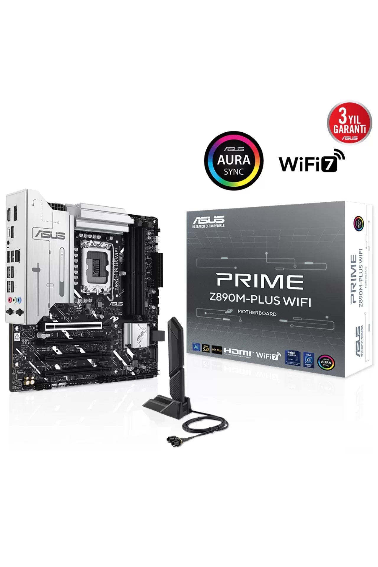 Asus Prime Z890M-Plus WiFi 8400MHz (OC) DDR5 Soket LGA1851 M.2 HDMI DP mATX Anakart