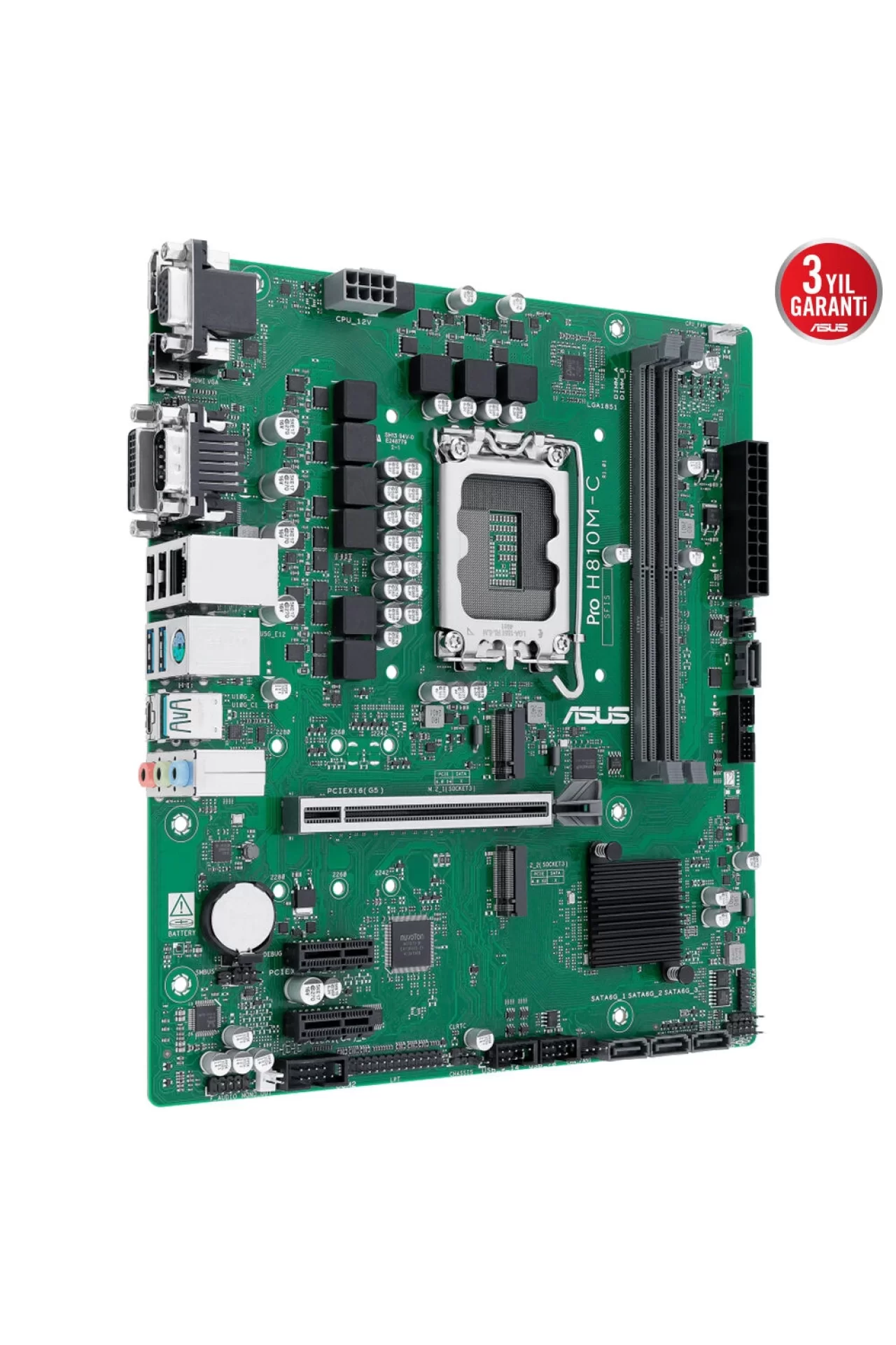 Asus PRO H810M-C-CSM 6400MHz DDR5 Soket LGA1851 M.2 HDMI DP VGA mATX Anakart