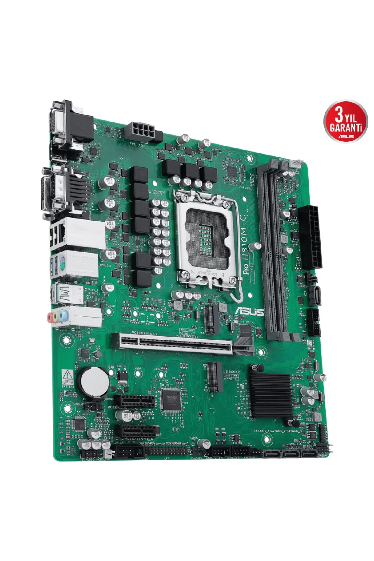 Asus PRO H810M-C-CSM 6400MHz DDR5 Soket LGA1851 M.2 HDMI DP VGA mATX Anakart