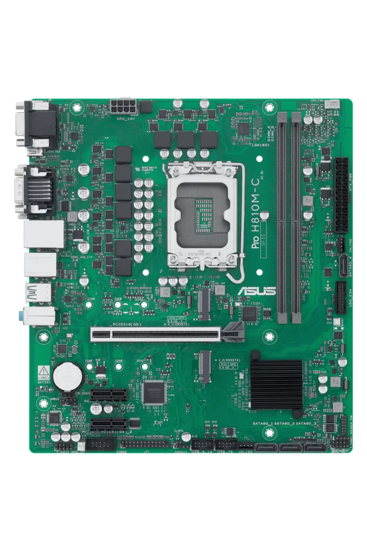 Asus PRO H810M-C-CSM 6400MHz DDR5 Soket LGA1851 M.2 HDMI DP VGA mATX Anakart