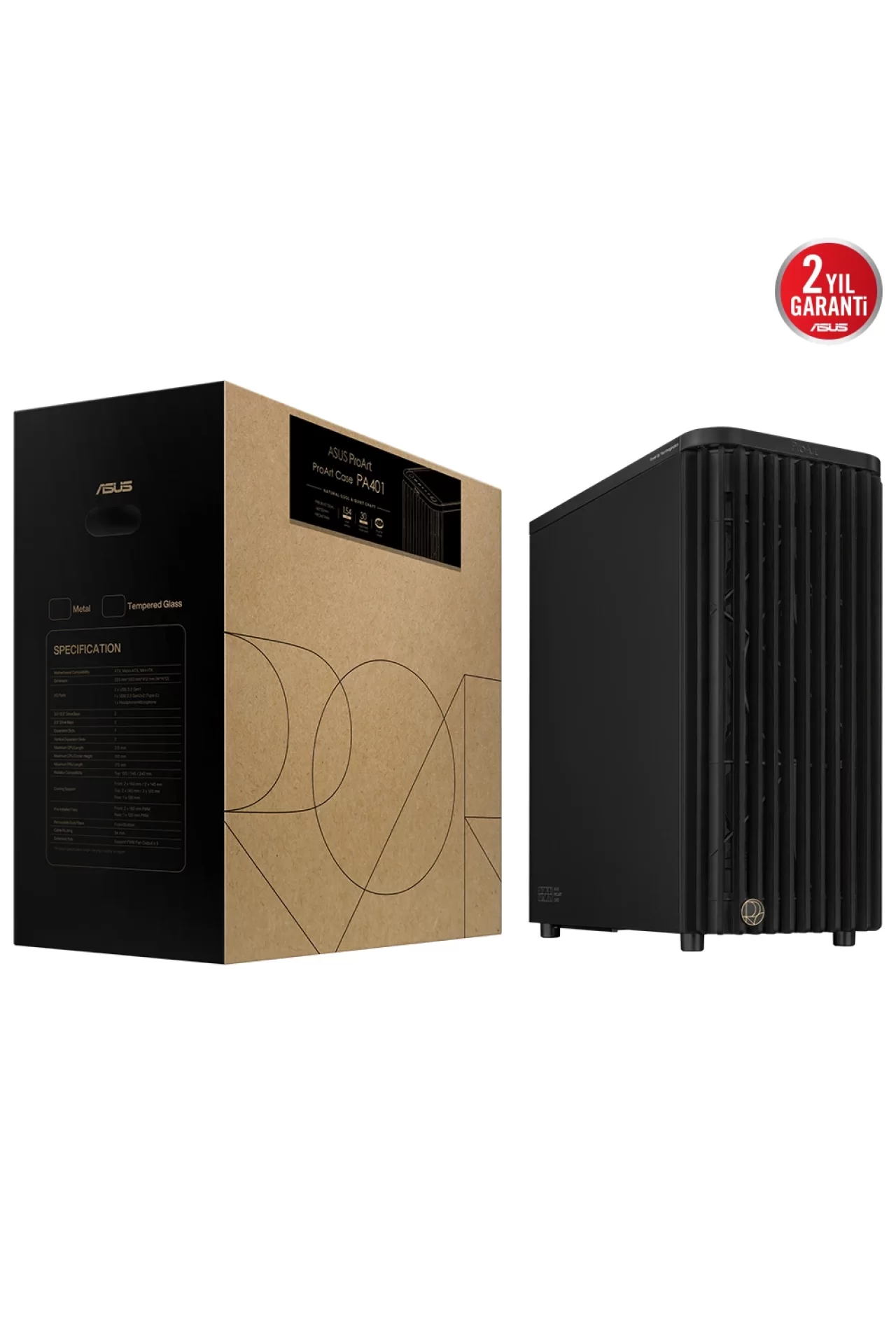 Asus ProArt PA401 Wood Edition Metal Panel Siyah USB 3.2 Mid Tower ATX Gaming Kasa