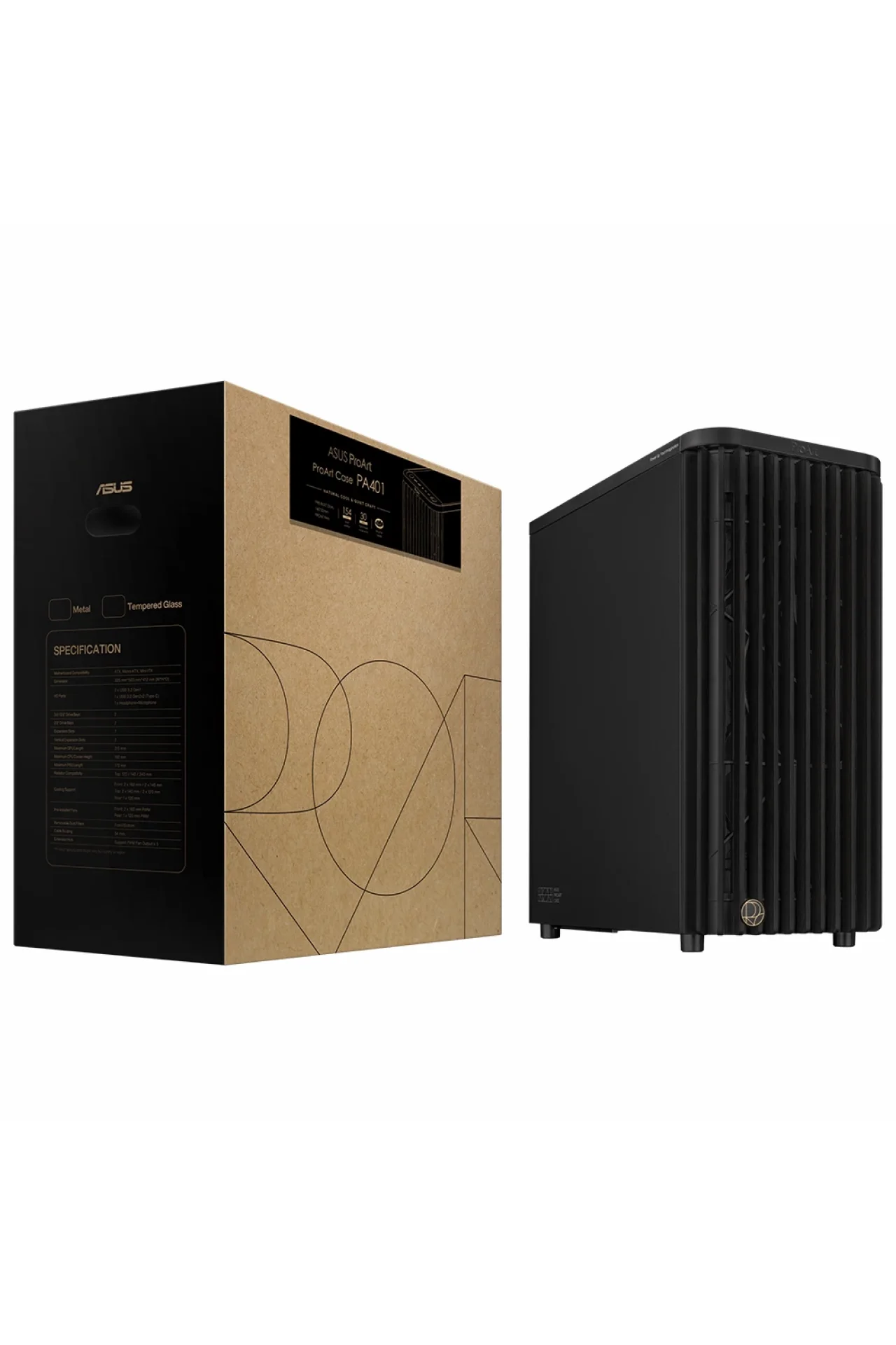 Asus ProArt PA401 Wood Edition Metal Panel Siyah USB 3.2 Mid Tower ATX Gaming Kasa