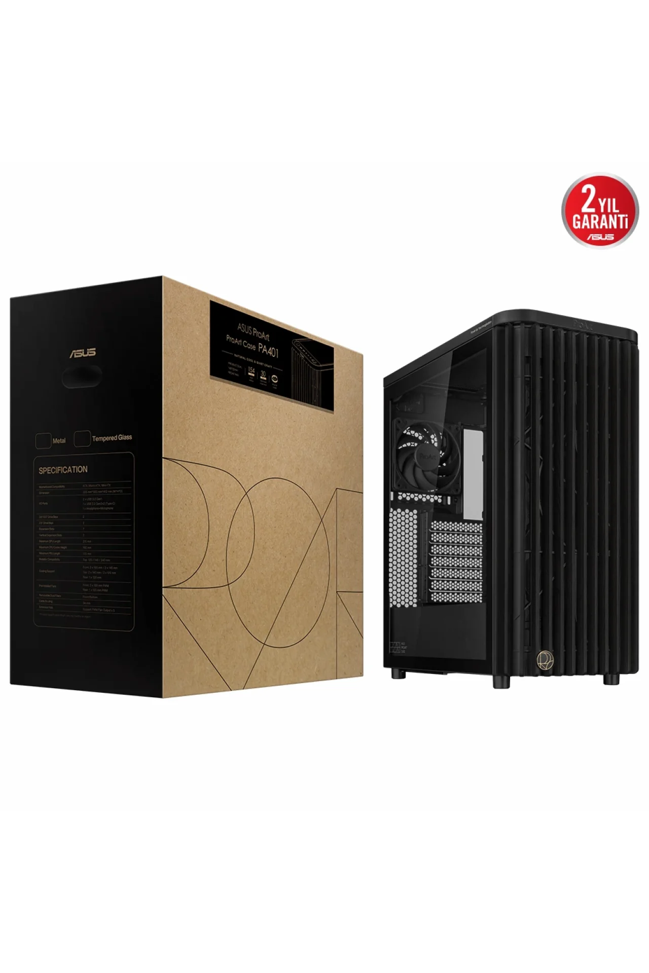 Asus ProArt PA401 Wood Edition Metal Panel Siyah USB 3.2 Mid Tower ATX Gaming Kasa