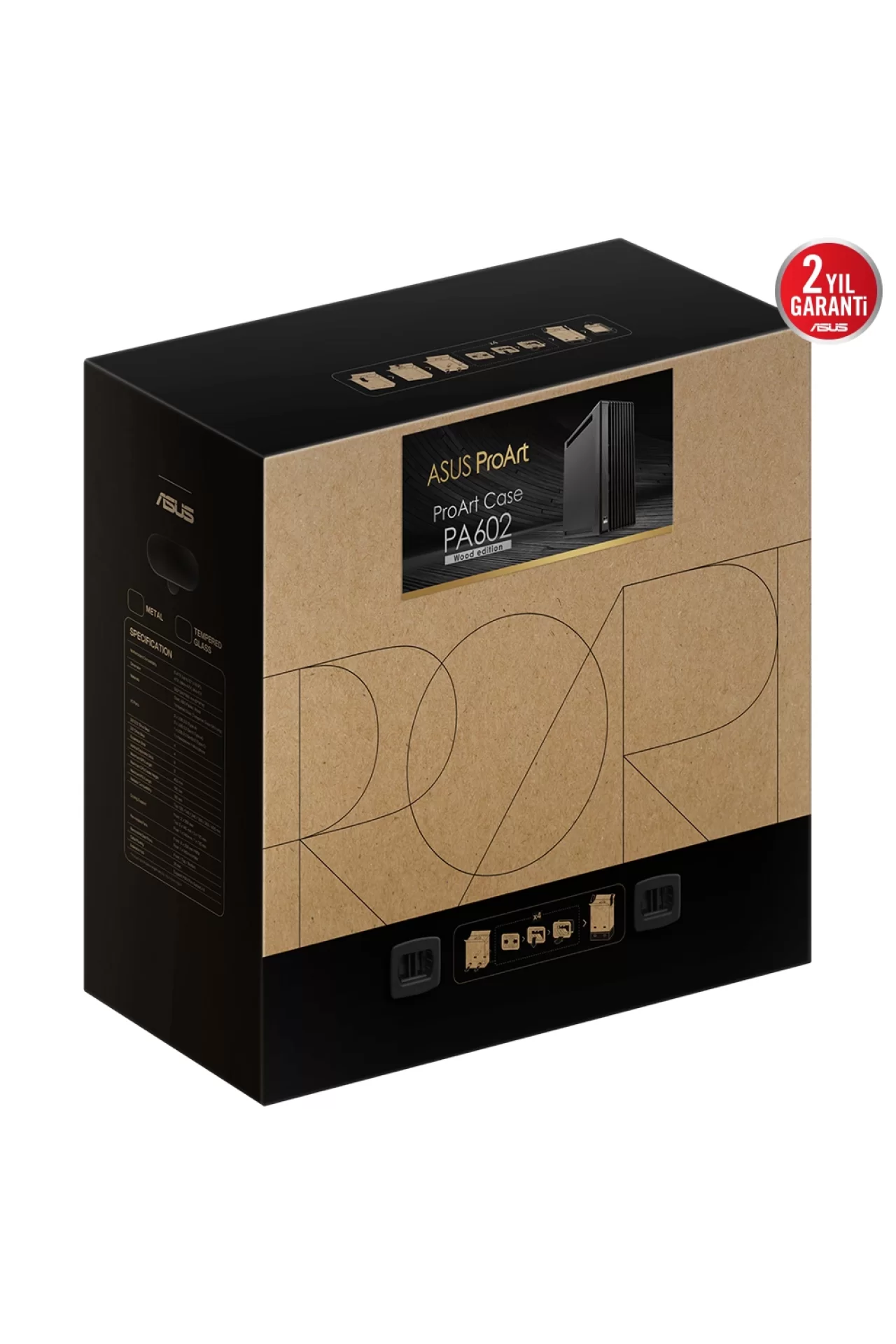 Asus ProArt PA602 Wood Edition Metal Panel USB 3.2 Mid Tower E-ATX Siyah Kasa