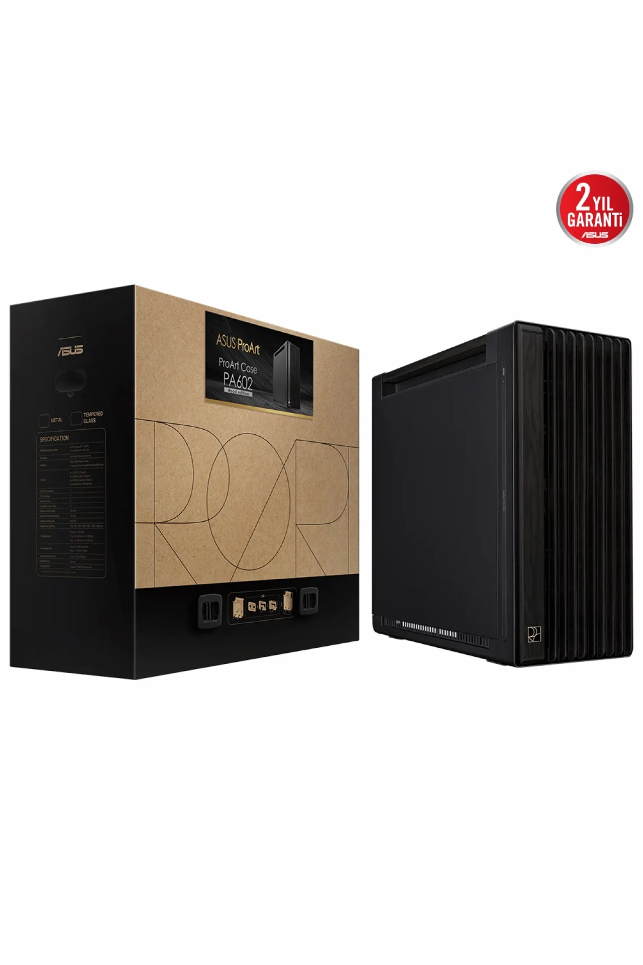 Asus ProArt PA602 Wood Edition Metal Panel USB 3.2 Mid Tower E-ATX Siyah Kasa
