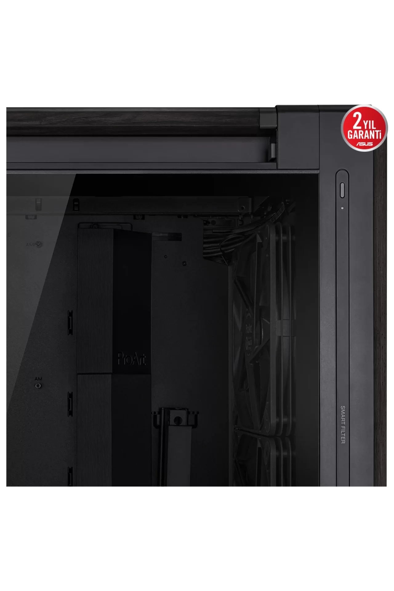 Asus ProArt PA602 Wood Edition Temperli Cam USB 3.2 Mid Tower E-ATX Siyah Kasa
