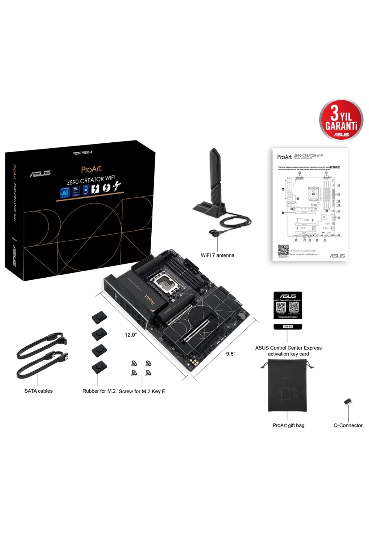 Asus ProArt Z890-Creator WiFi 8600MHz (OC) DDR5 Soket LGA1851 M.2 ATX Anakart