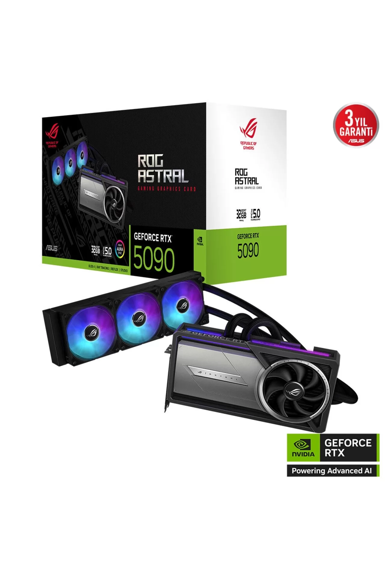 Asus ROG Astral LC GeForce RTX 5090 32GB GDDR7 512 Bit DLSS 4 Sıvı Soğutuculu Ekran Kartı