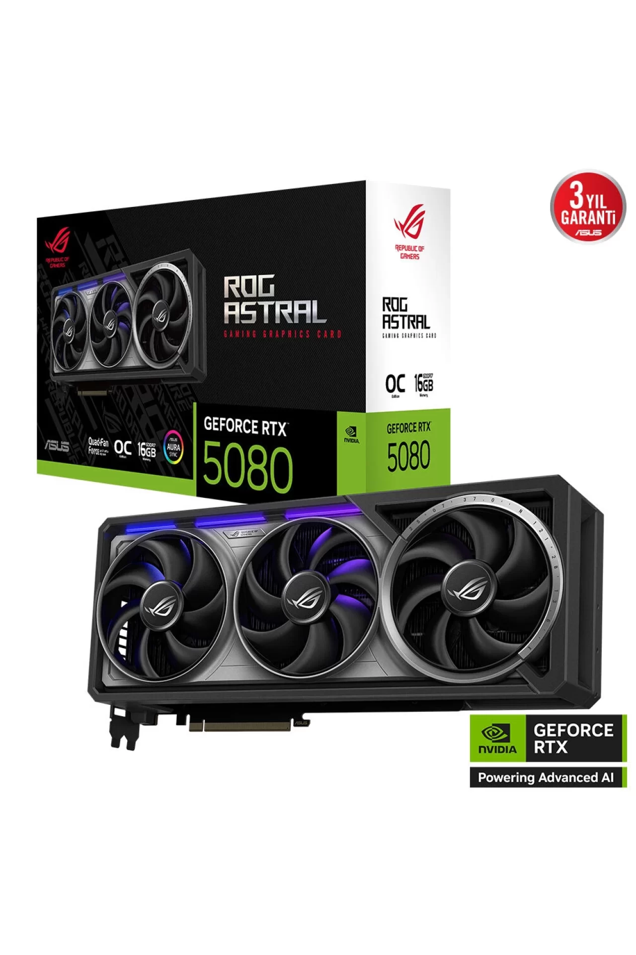 Asus ROG Astral RTX5080 O16G Gaming RTX 5080 16GB Ekran Kartı