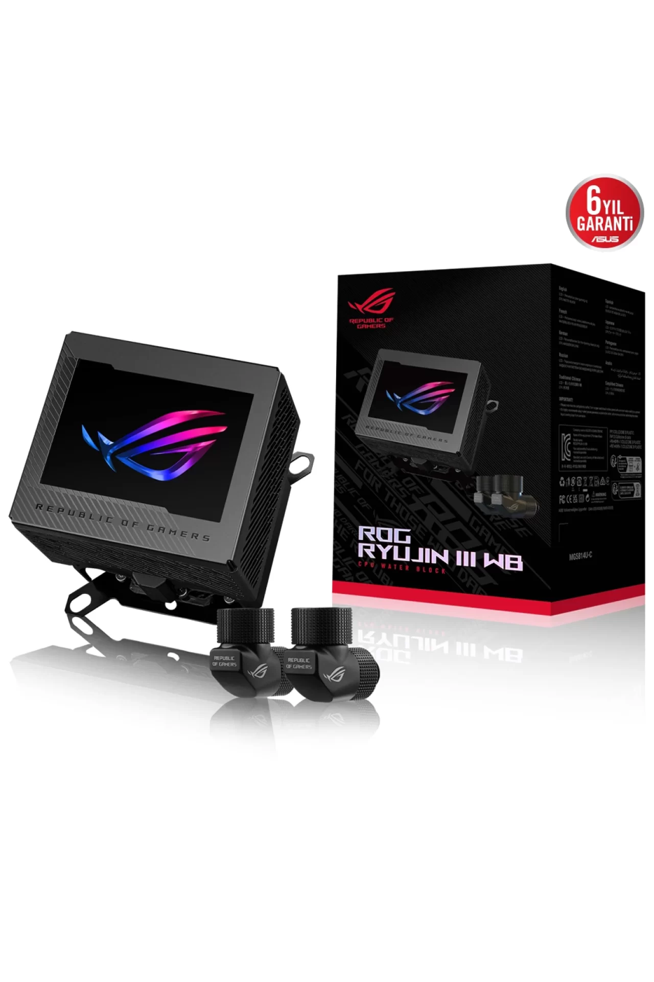 Asus ROG Ryujin III WB LCD Aura Sync RGB Intel-AMD Uyumlu İşlemci Sıvı Soğutucu Blok