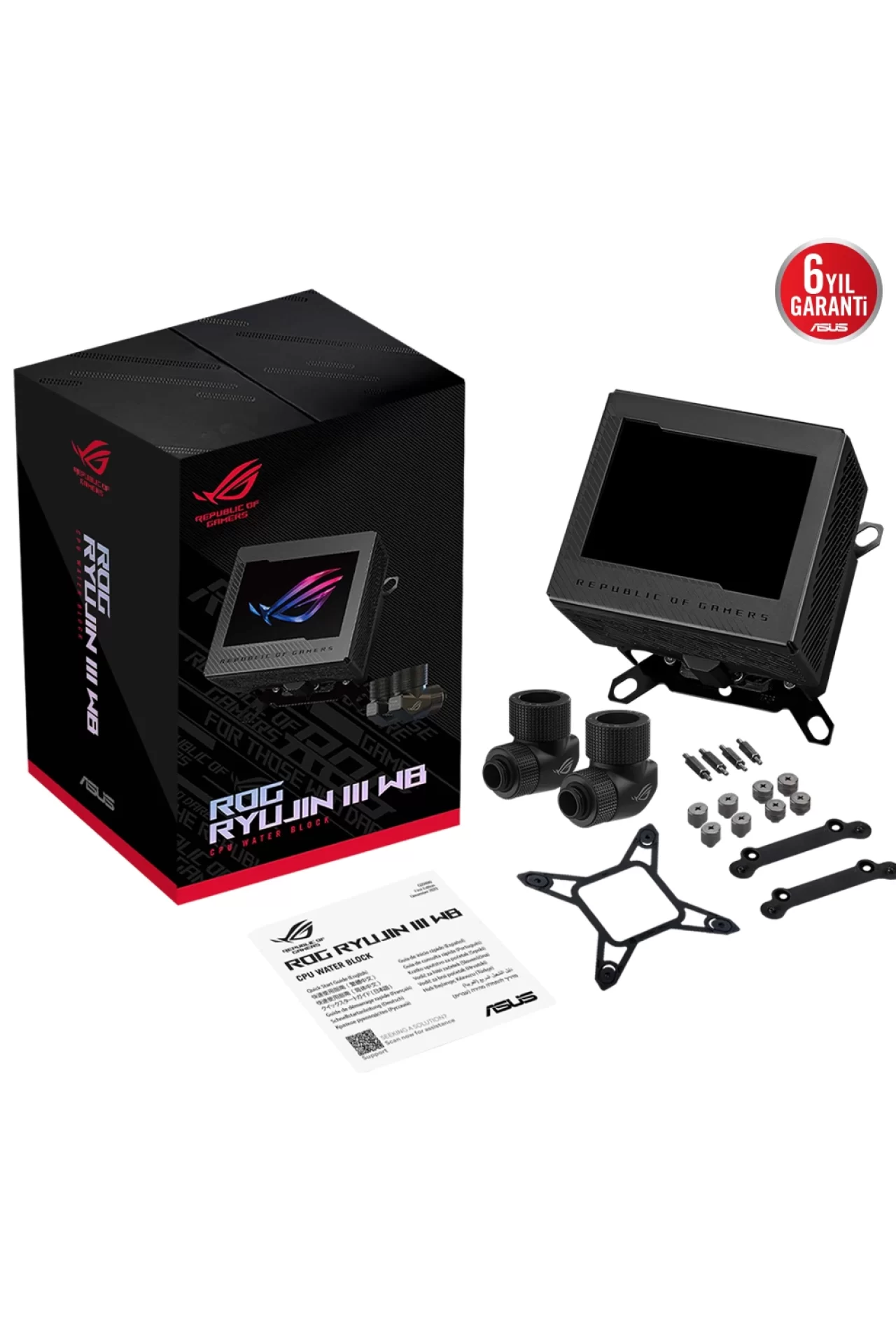 Asus ROG Ryujin III WB LCD Aura Sync RGB Intel-AMD Uyumlu İşlemci Sıvı Soğutucu Blok