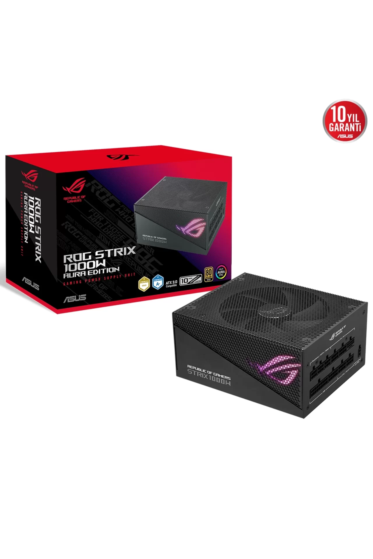 Asus ROG Strix 1000G Aura 1000W 80+ Gold Full Modüler 135mm Fanlı Beyaz Güç Kaynağı