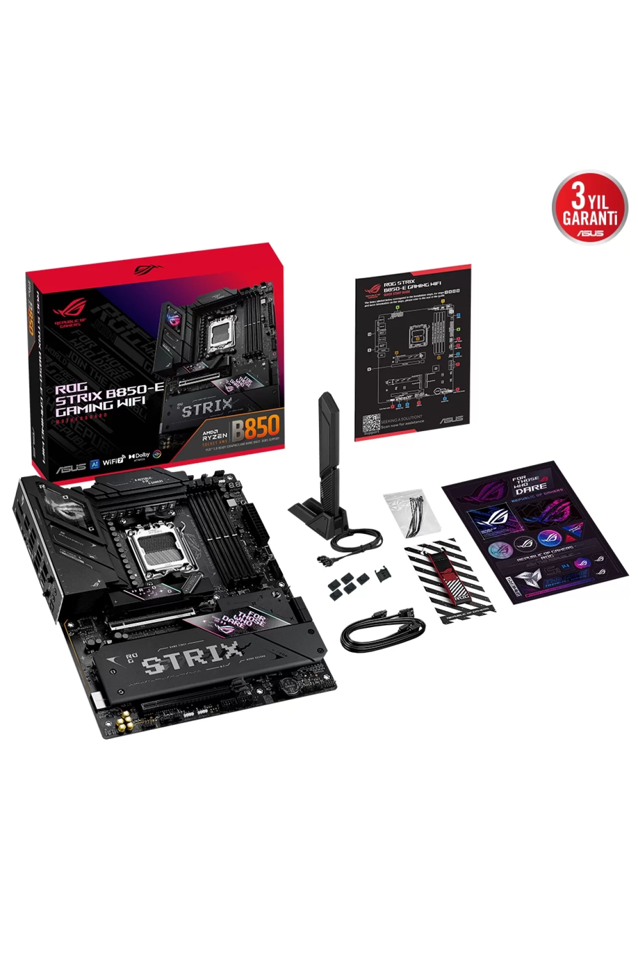 Asus ROG Strix B850-E Gaming WiFi 8000MHz (OC) DDR5 Soket AM5 M.2 HDMI DP ATX Anakart