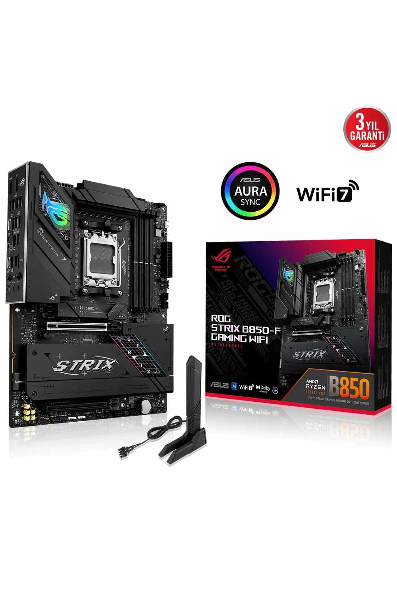 Asus ROG Strix B850-F Gaming WiFi 8000MHz (OC) DDR5 Soket AM5 M.2 HDMI DP ATX Anakart