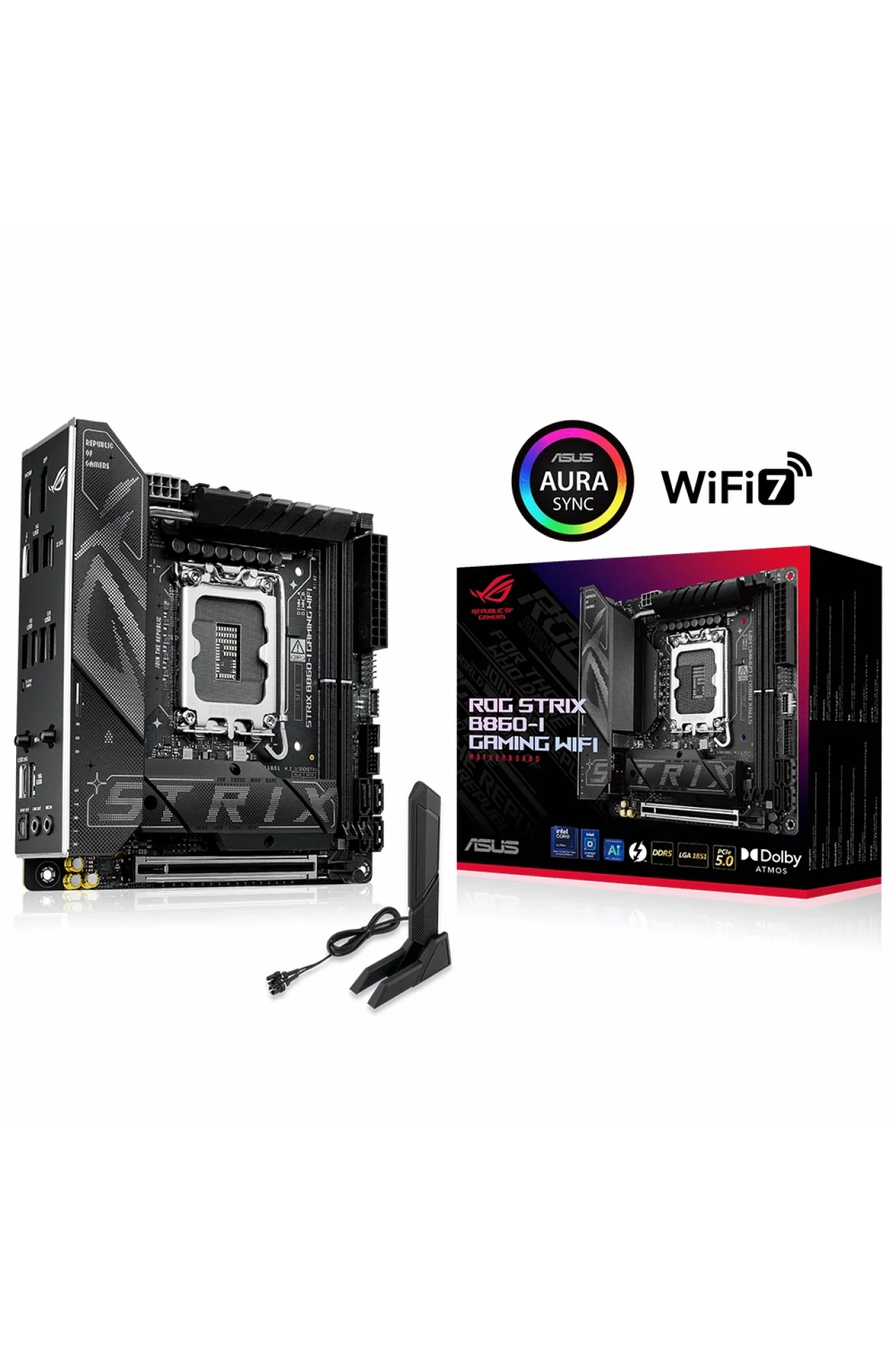 Asus ROG Strix B860-I Gaming WiFi 9066MHz (OC) DDR5 Soket LGA1851 M.2 HDMI DP Thunderbolt Mini-ITX Anakart