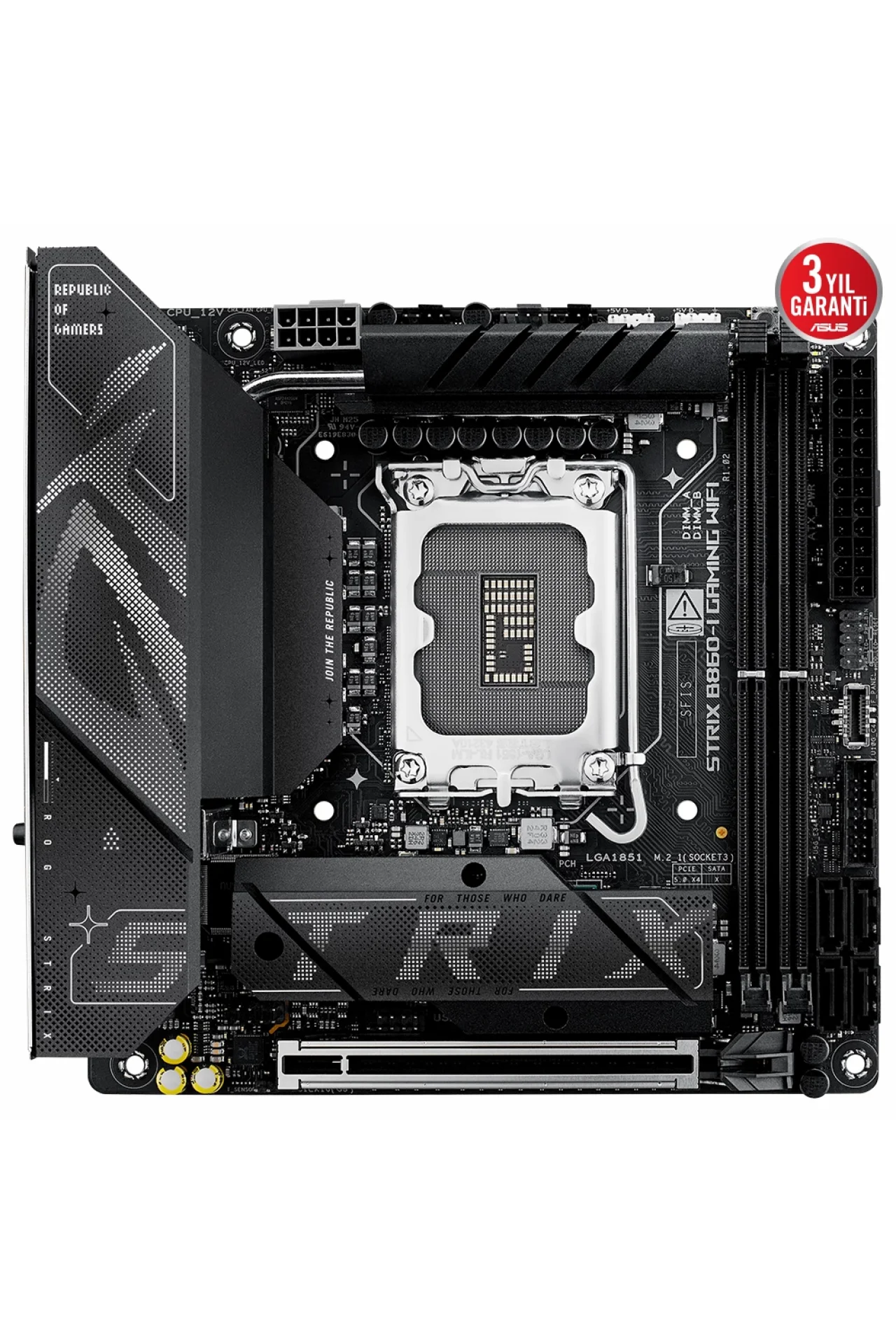 Asus ROG Strix B860-I Gaming WiFi 9066MHz (OC) DDR5 Soket LGA1851 M.2 HDMI DP Thunderbolt Mini-ITX Anakart