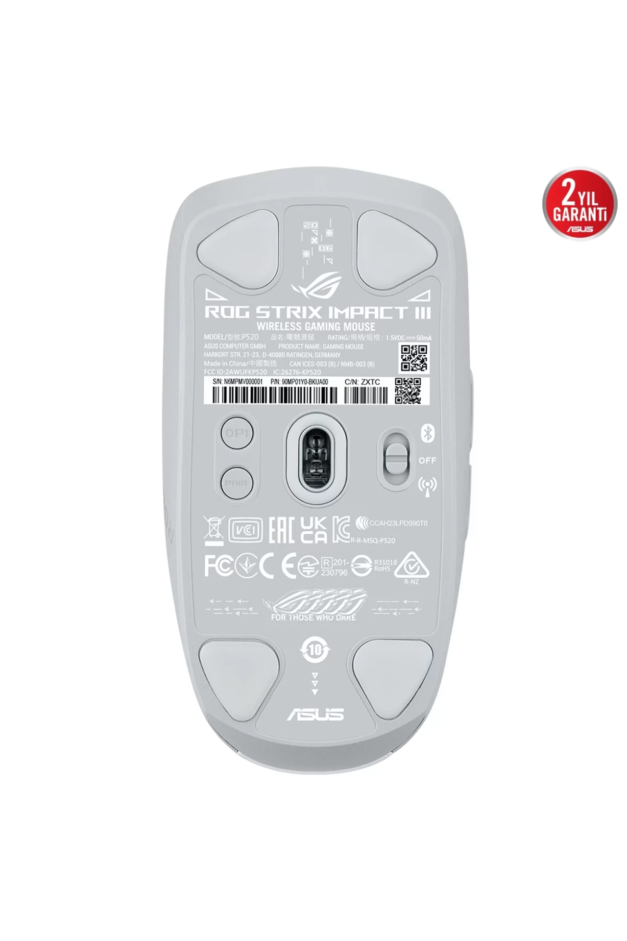 Asus ROG Strix Impact III Wireless Beyaz Kablosuz Gaming (Oyuncu) Mouse