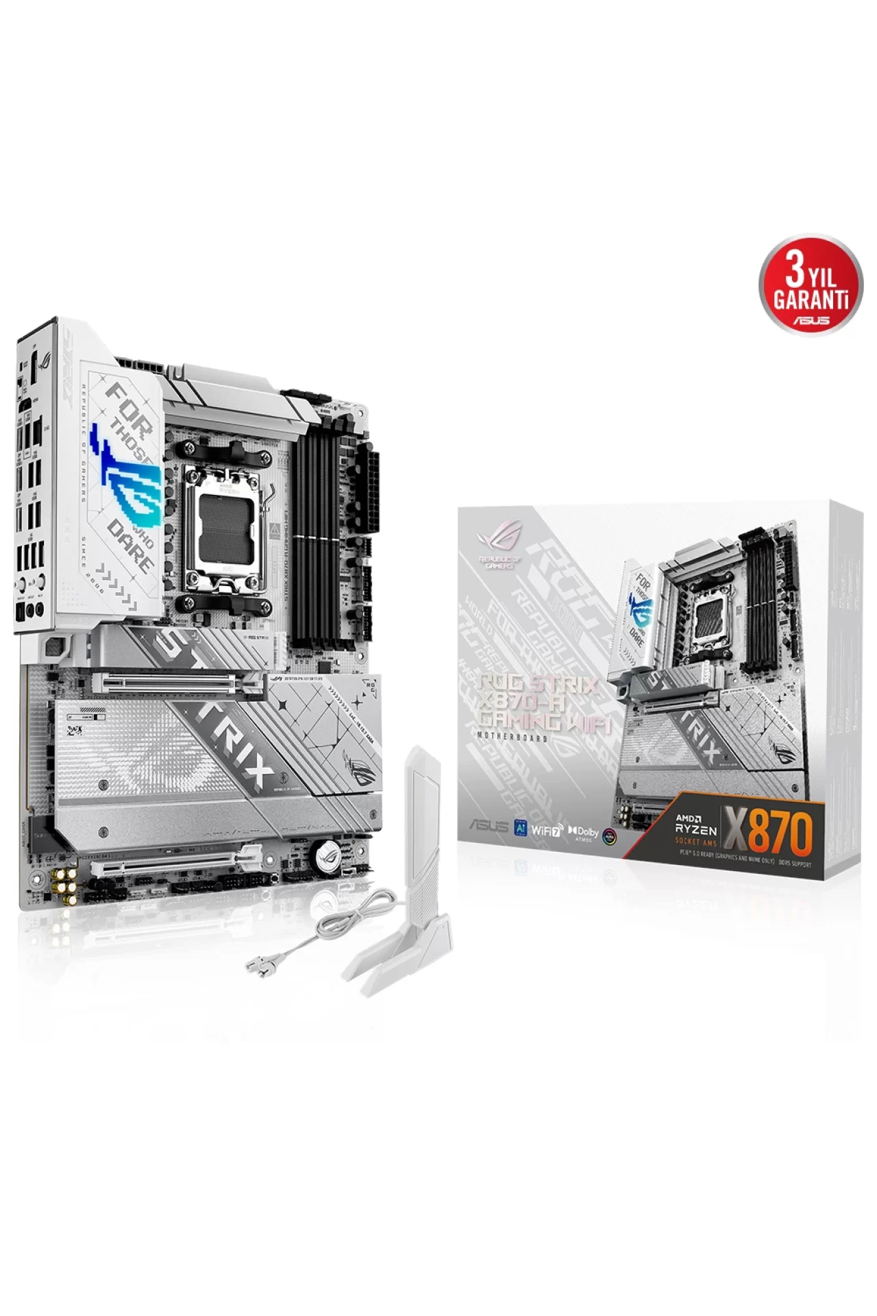 Asus ROG Strix X870-A Gaming WiFi 8000MHz(OC) DDR5 Soket AM5 M.2 HDMI DP ATX Anakart
