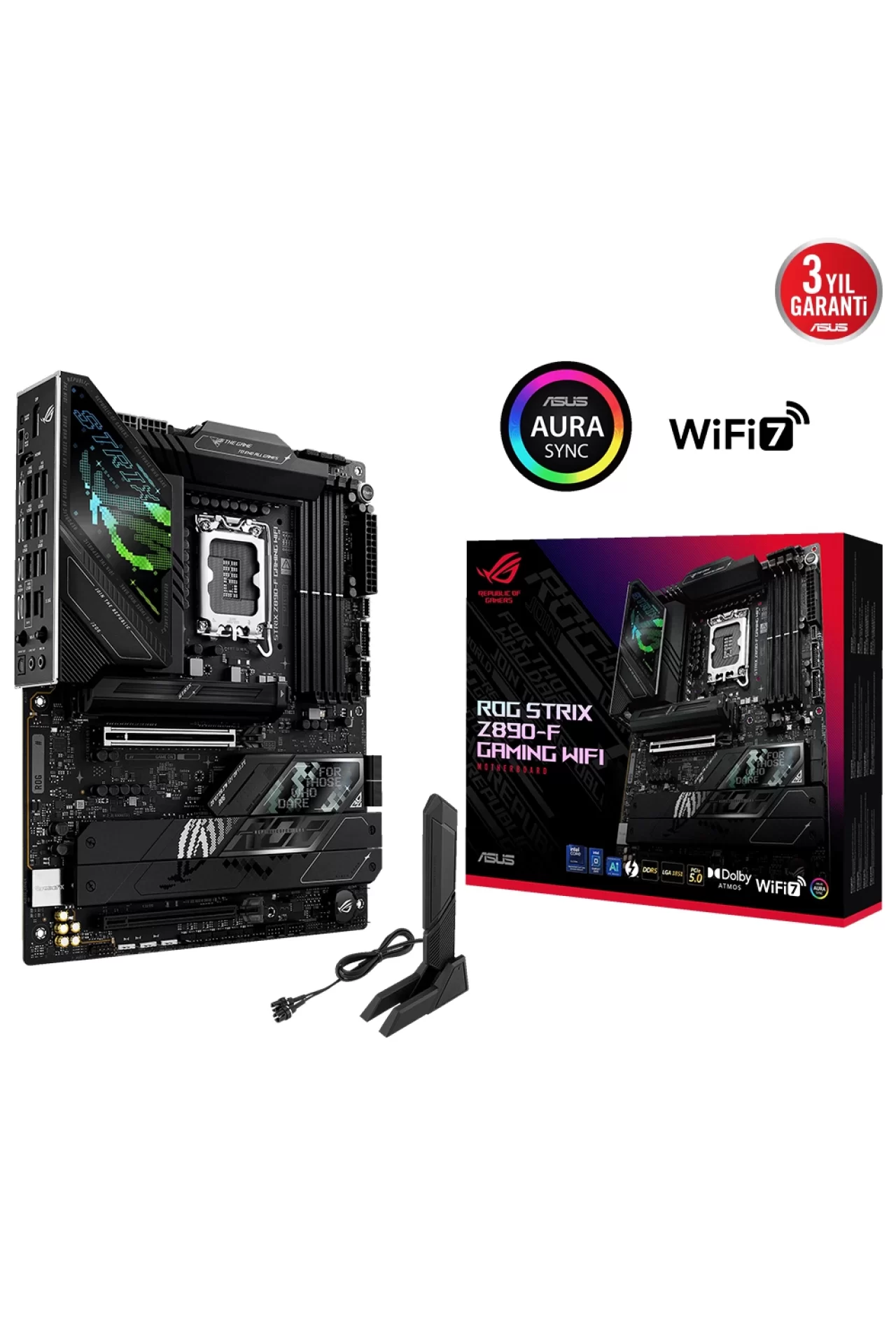Asus ROG Strix Z890-F Gaming WiFi 8600MHz (OC) DDR5 Soket LGA1851 M.2 HDMI DP ATX Anakart