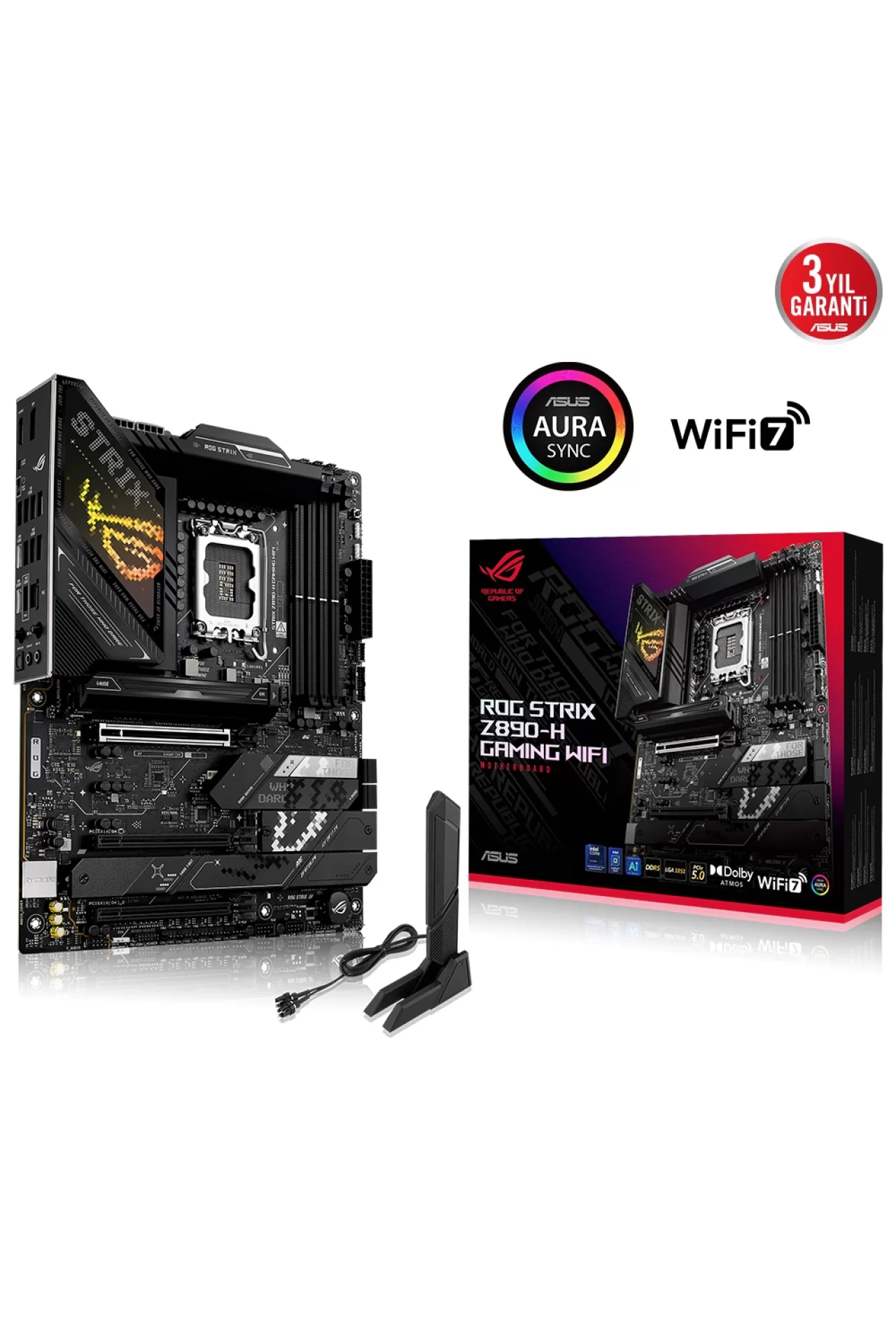 Asus ROG Strix Z890-H Gaming WIFI 9066MHz (OC) DDR5 Soket LGA1851 M.2 HDMI DP ATX Anakart