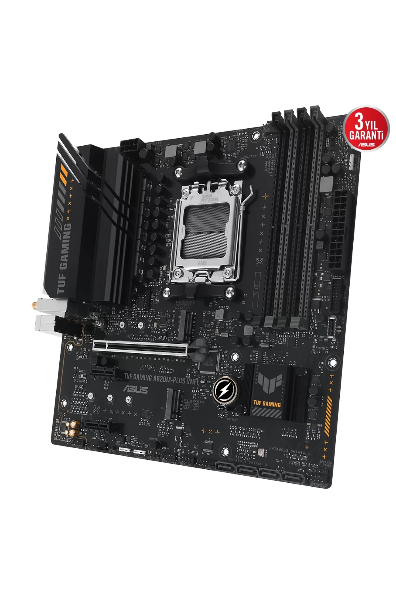 Asus Tuf Gaming A620M-Plus WiFi 6400MHz (OC) DDR5 Soket AM5 M.2 HDMI DP mATX Anakart