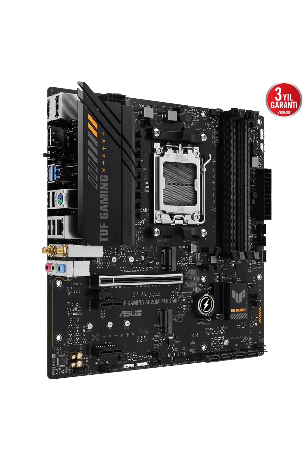 Asus Tuf Gaming A620M-Plus WiFi 6400MHz (OC) DDR5 Soket AM5 M.2 HDMI DP mATX Anakart