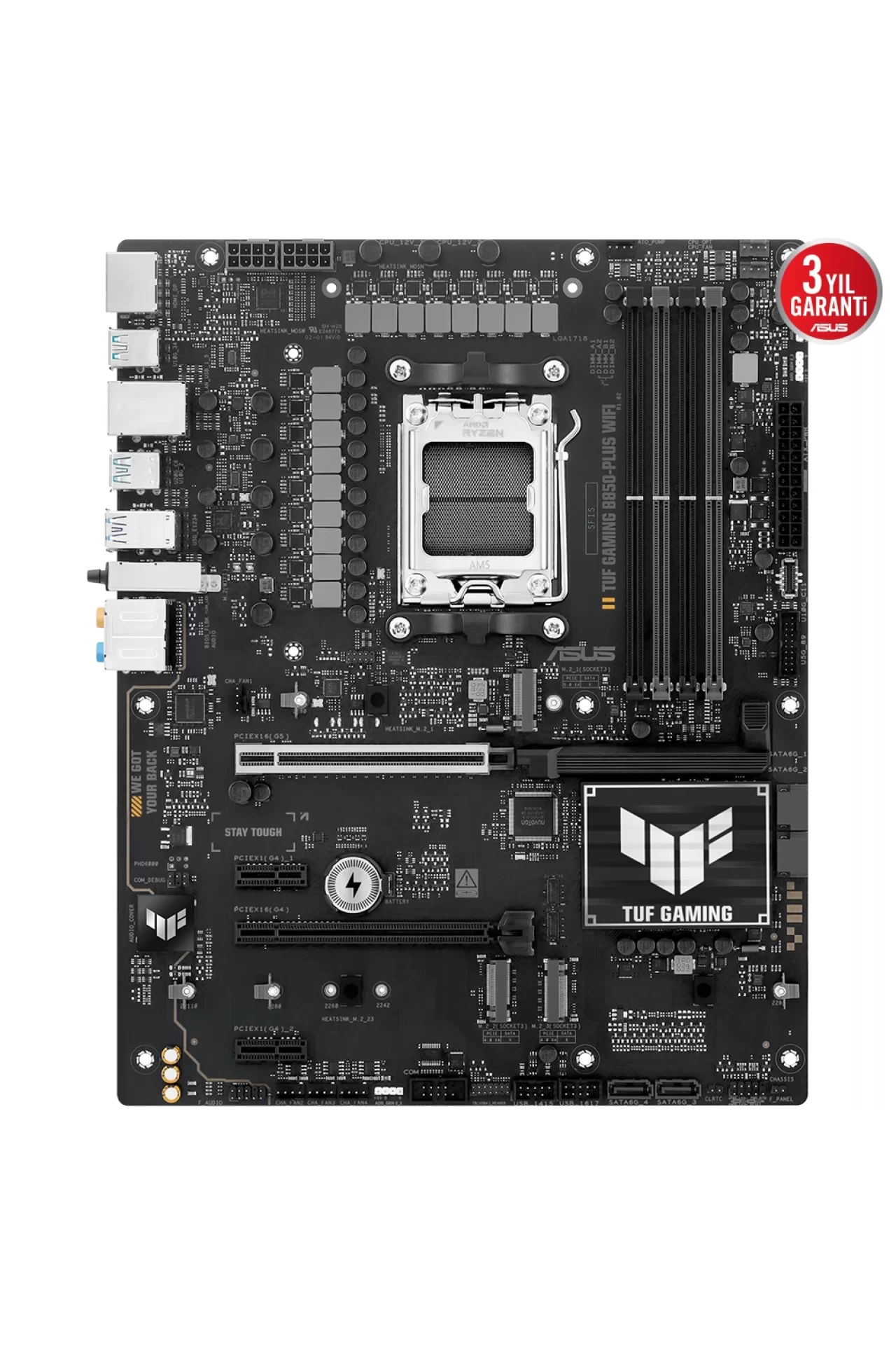 Asus TUF Gaming B850-PLUS WiFi 8000MHz (OC) DDR5 Soket AM5 M.2 HDMI DP ATX Anakart