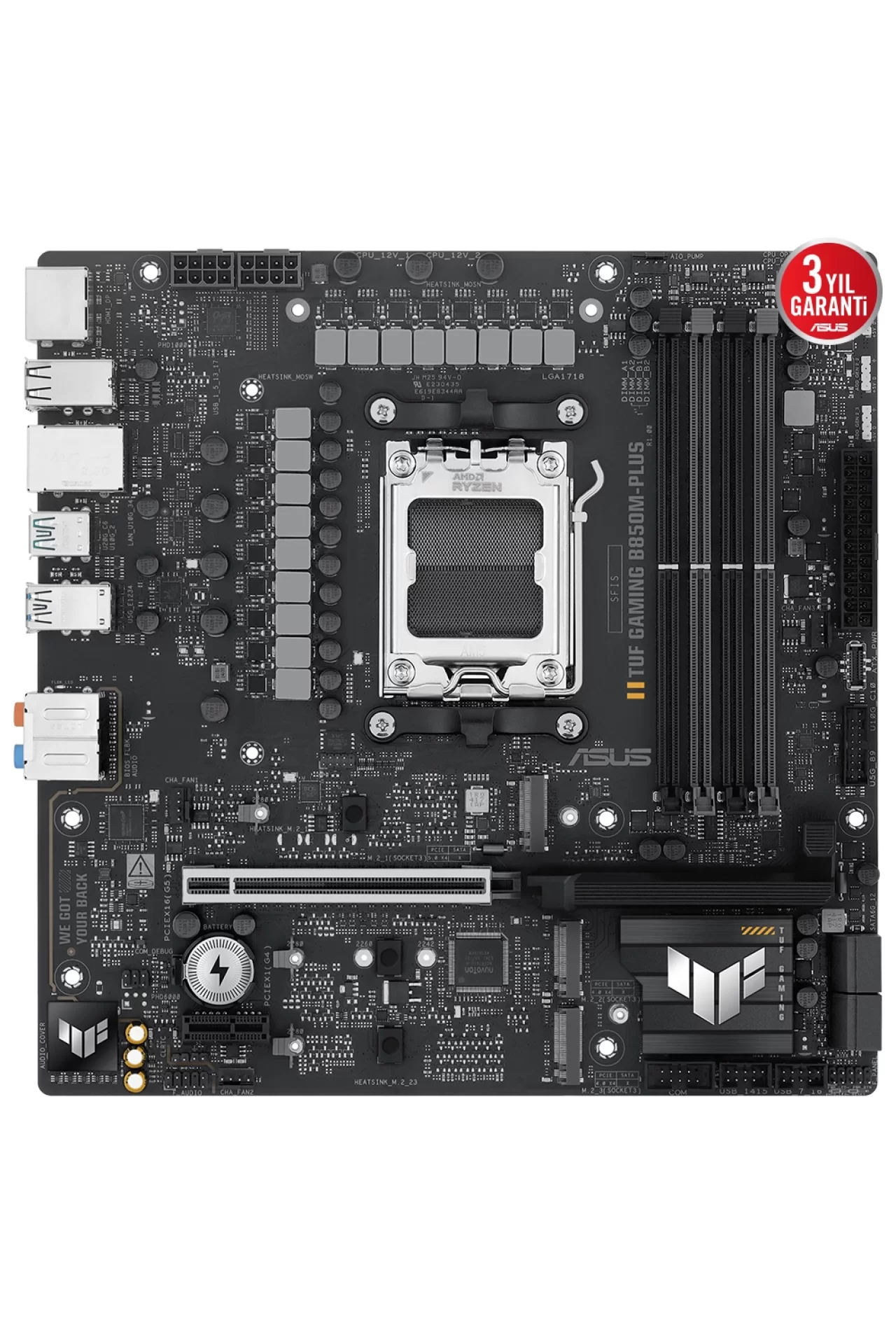 Asus TUF Gaming B850M-PLUS WiFi 8000MHz (OC) DDR5 Soket AM5 M.2 HDMI DP mATX Anakart