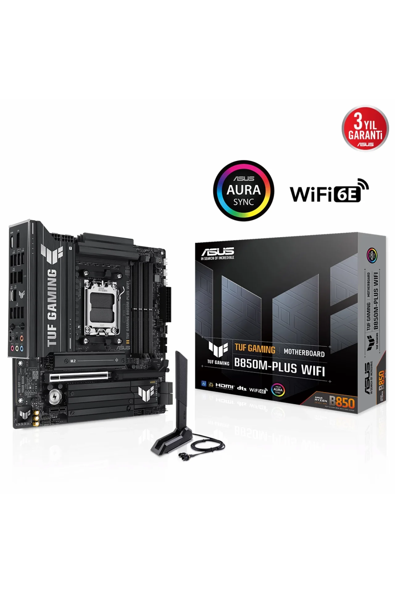 Asus TUF Gaming B850M-PLUS WiFi 8000MHz (OC) DDR5 Soket AM5 M.2 HDMI DP mATX Anakart