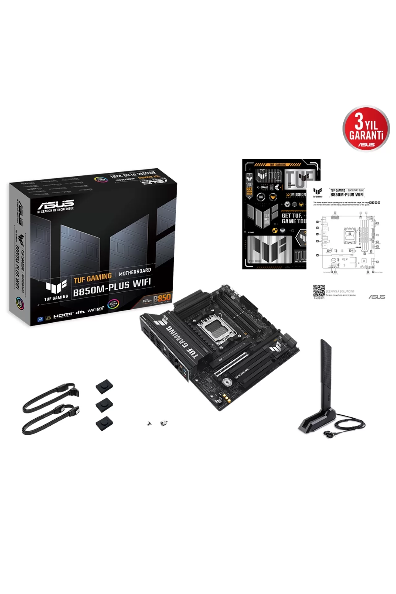 Asus TUF Gaming B850M-PLUS WiFi 8000MHz (OC) DDR5 Soket AM5 M.2 HDMI DP mATX Anakart