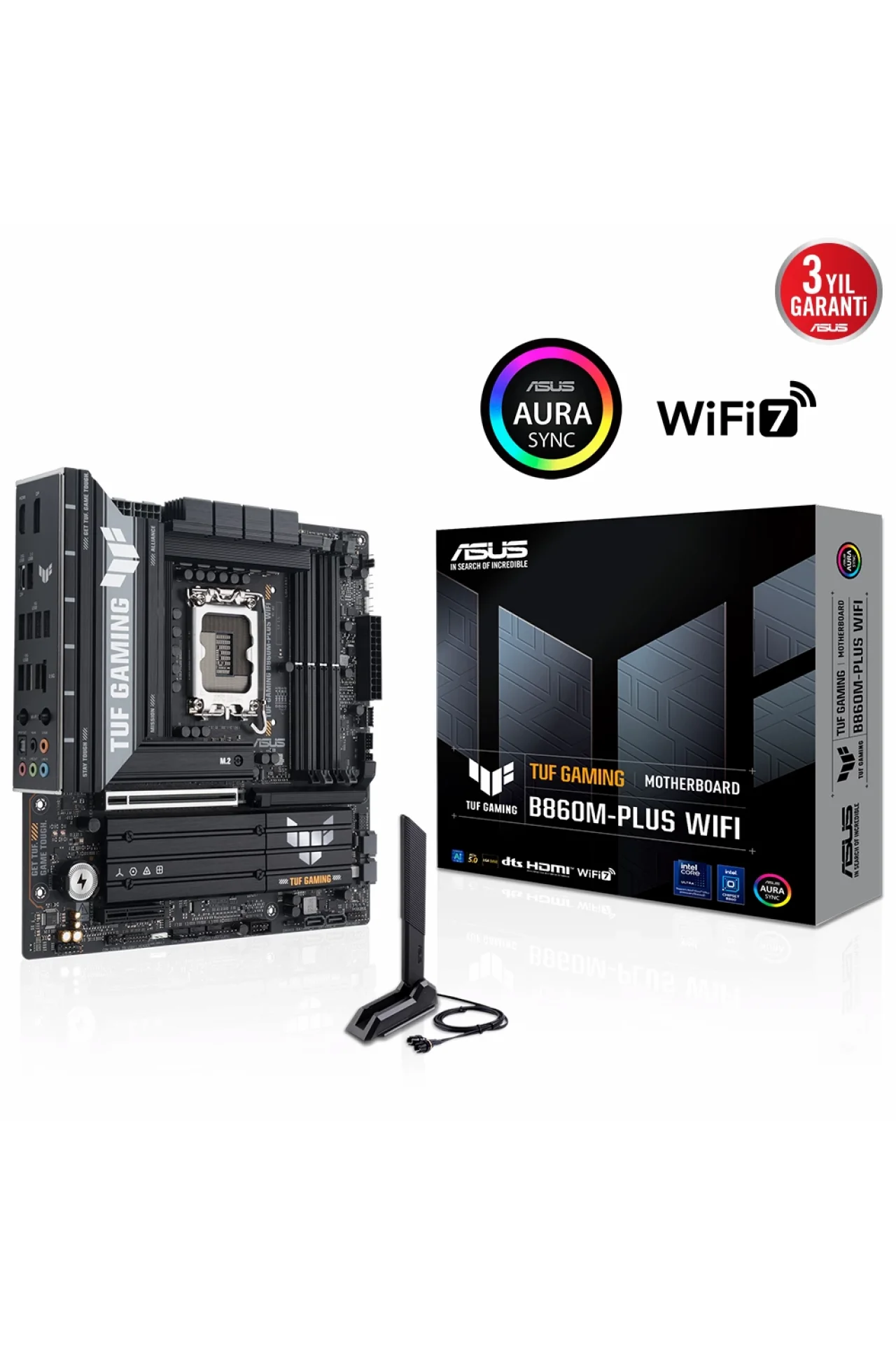 Asus TUF Gaming B860M-PLUS WiFi 8800MHz (OC) DDR5 Soket LGA1851 M.2 HDMI DP mATX Anakart