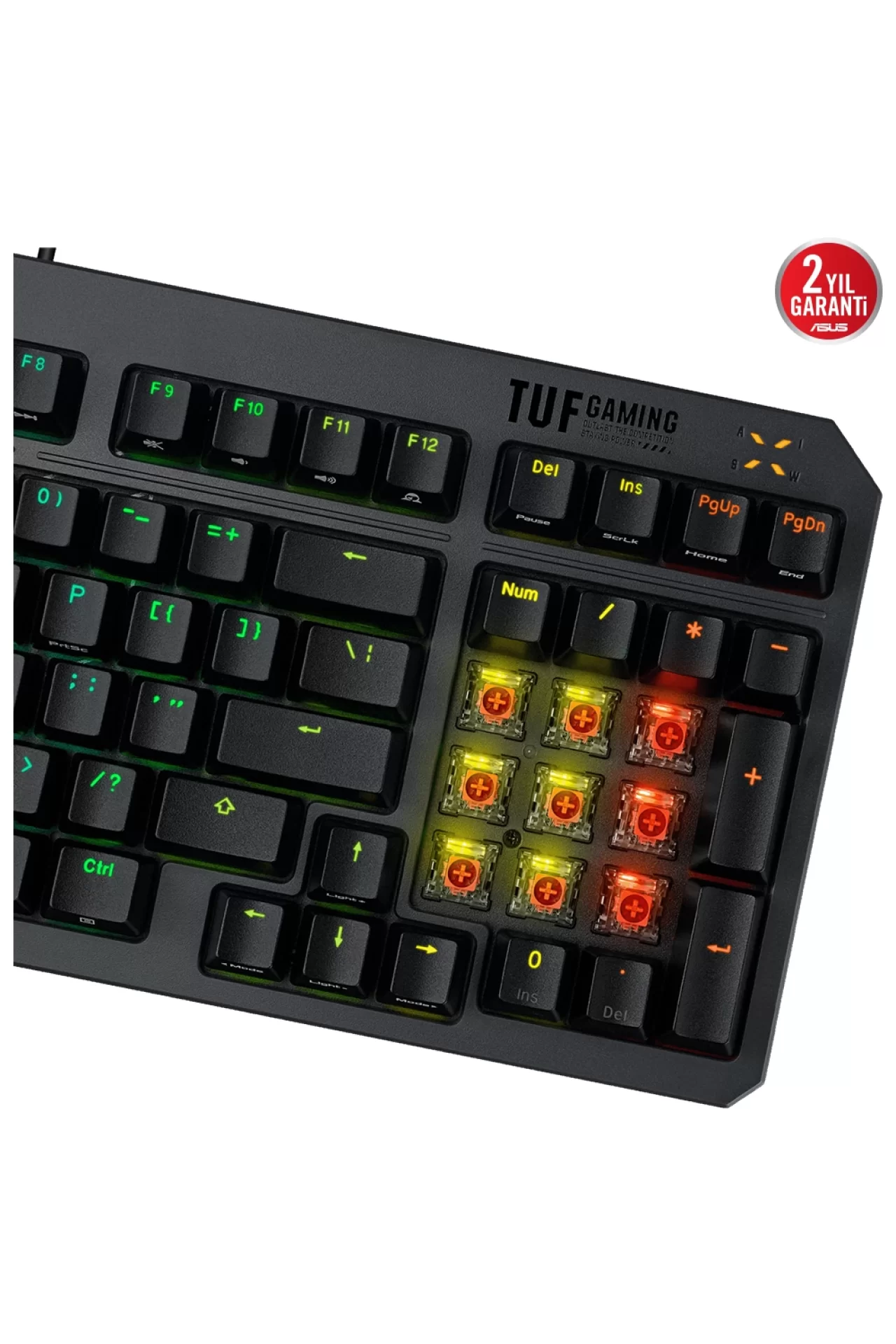 Asus TUF Gaming K3 RD/TR GEN II Red Switch Kablolu Türkçe RGB Optik Mekanik Gaming Klavye