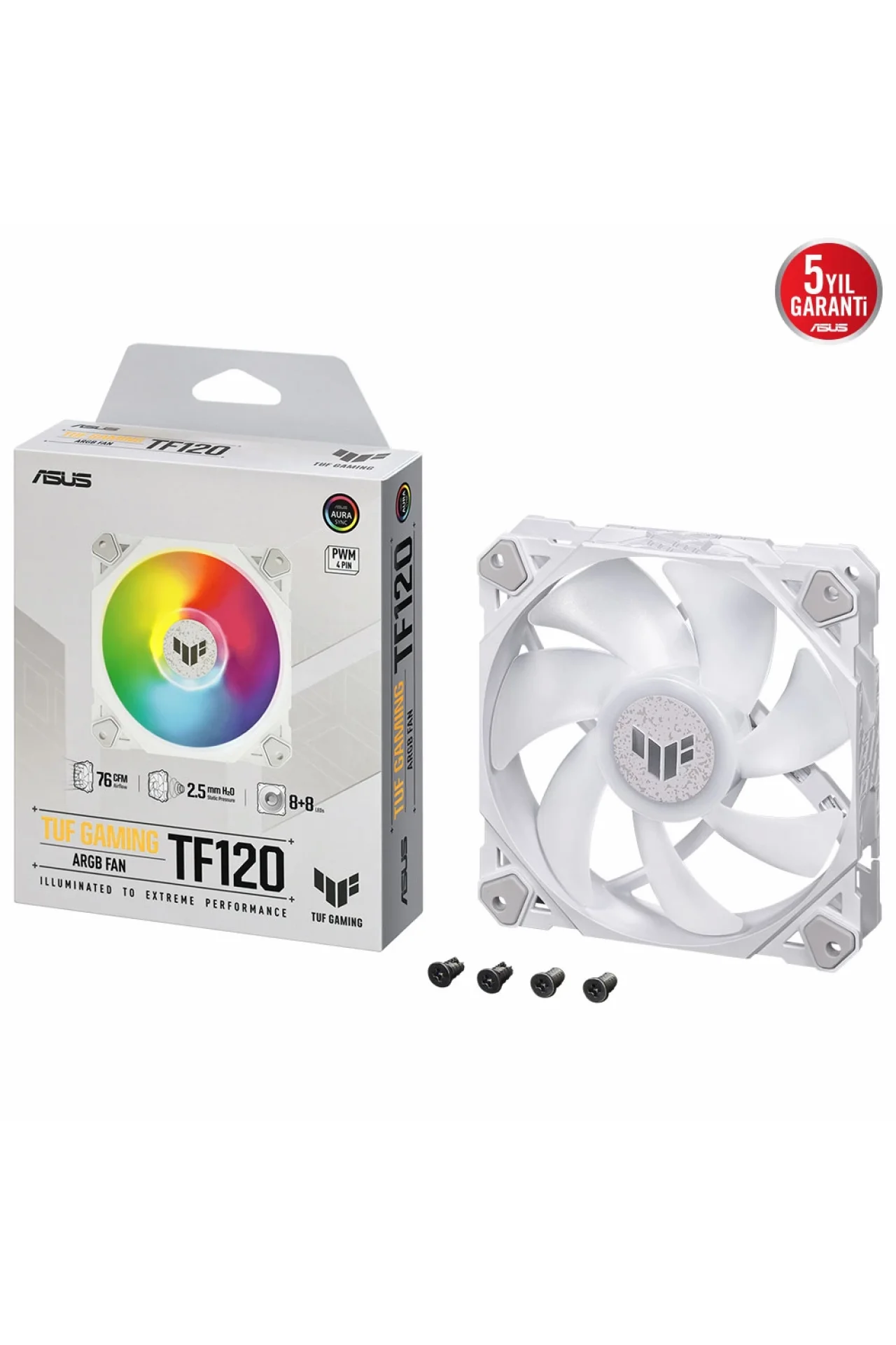 Asus TUF Gaming TF120 Beyaz ARGB Fan