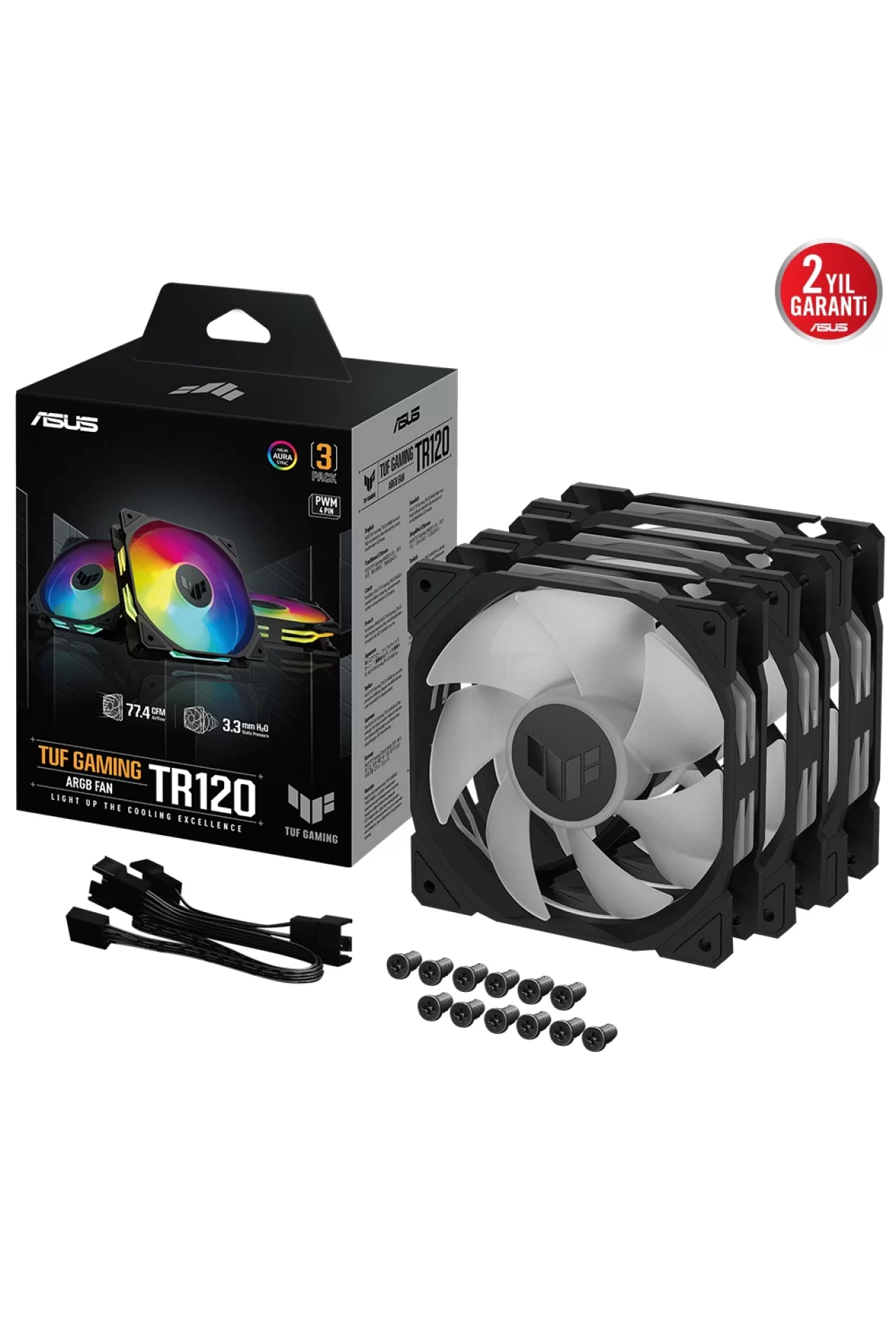Asus TUF TR120 ARGB 120mm Siyah 3’lü Kasa Fanı