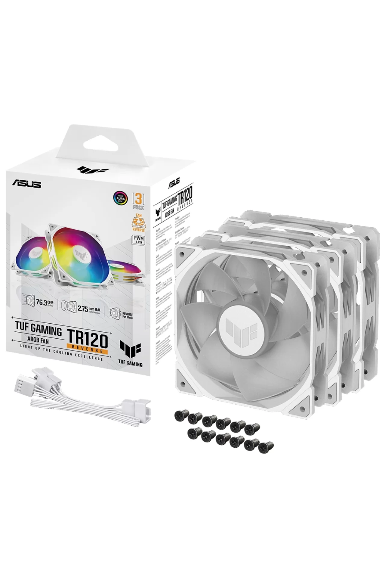 Asus TUF TR120 Reverse ARGB 120mm Siyah 3’lü Kasa Fanı