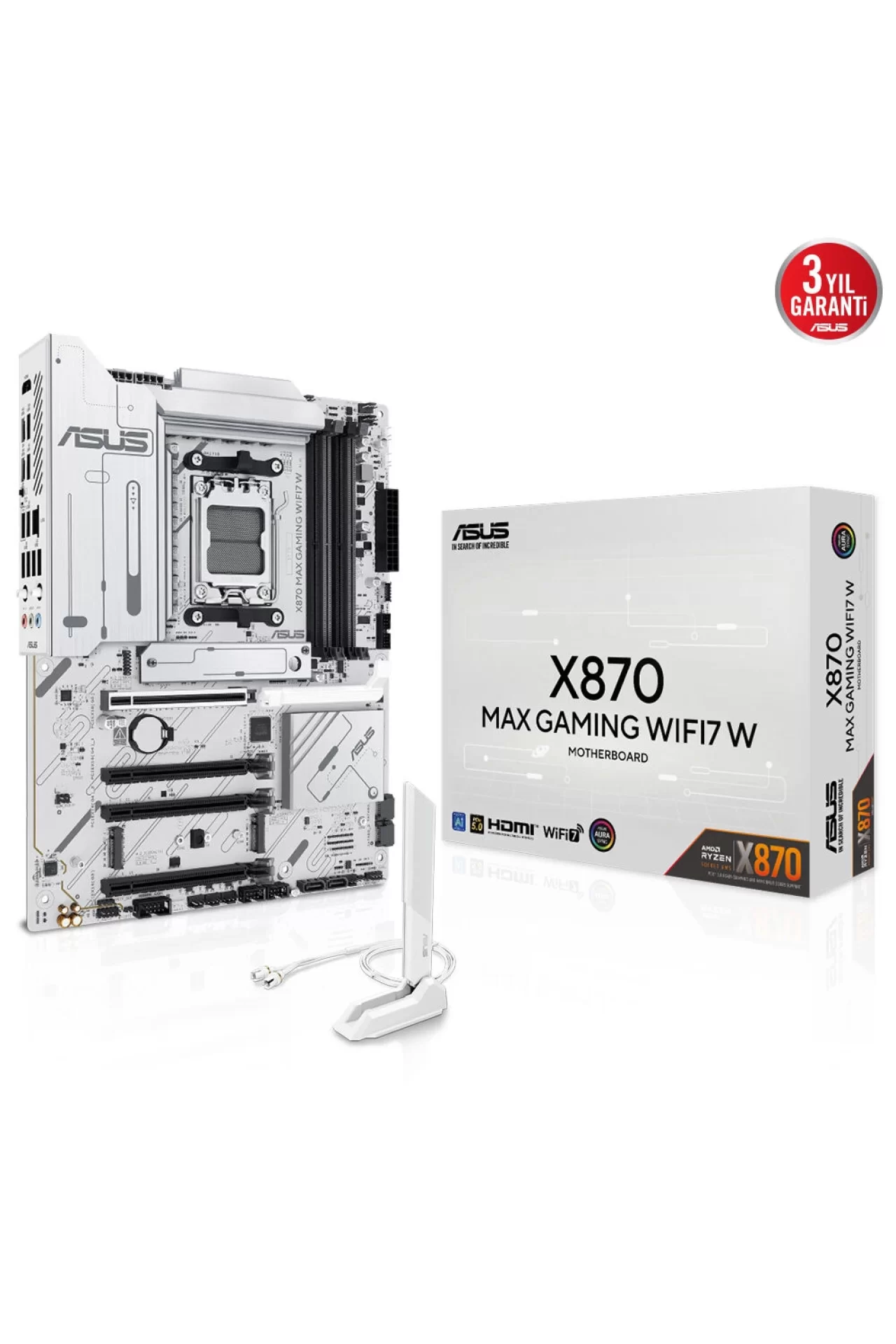 Asus X870 Max Gaming WIFI7 W 8000MHz (OC) DDR5 AM5 Soket M.2 HDMI USB4 ATX Anakart