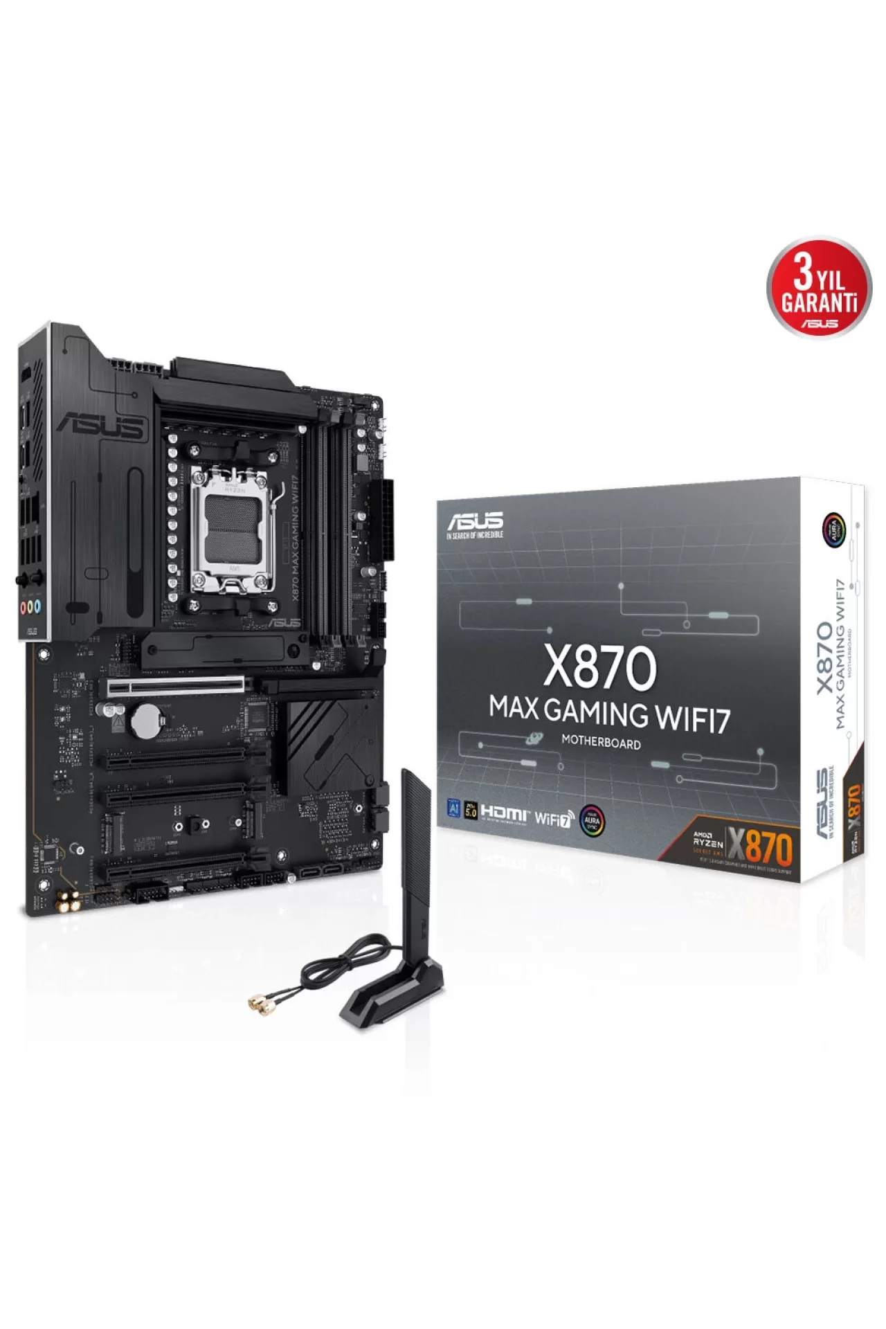 ASUS X870 Max Gaming WIFI7 8000MHz (OC) DDR5 Soket AM5 M.2 HDMI USB4 ATX Anakart