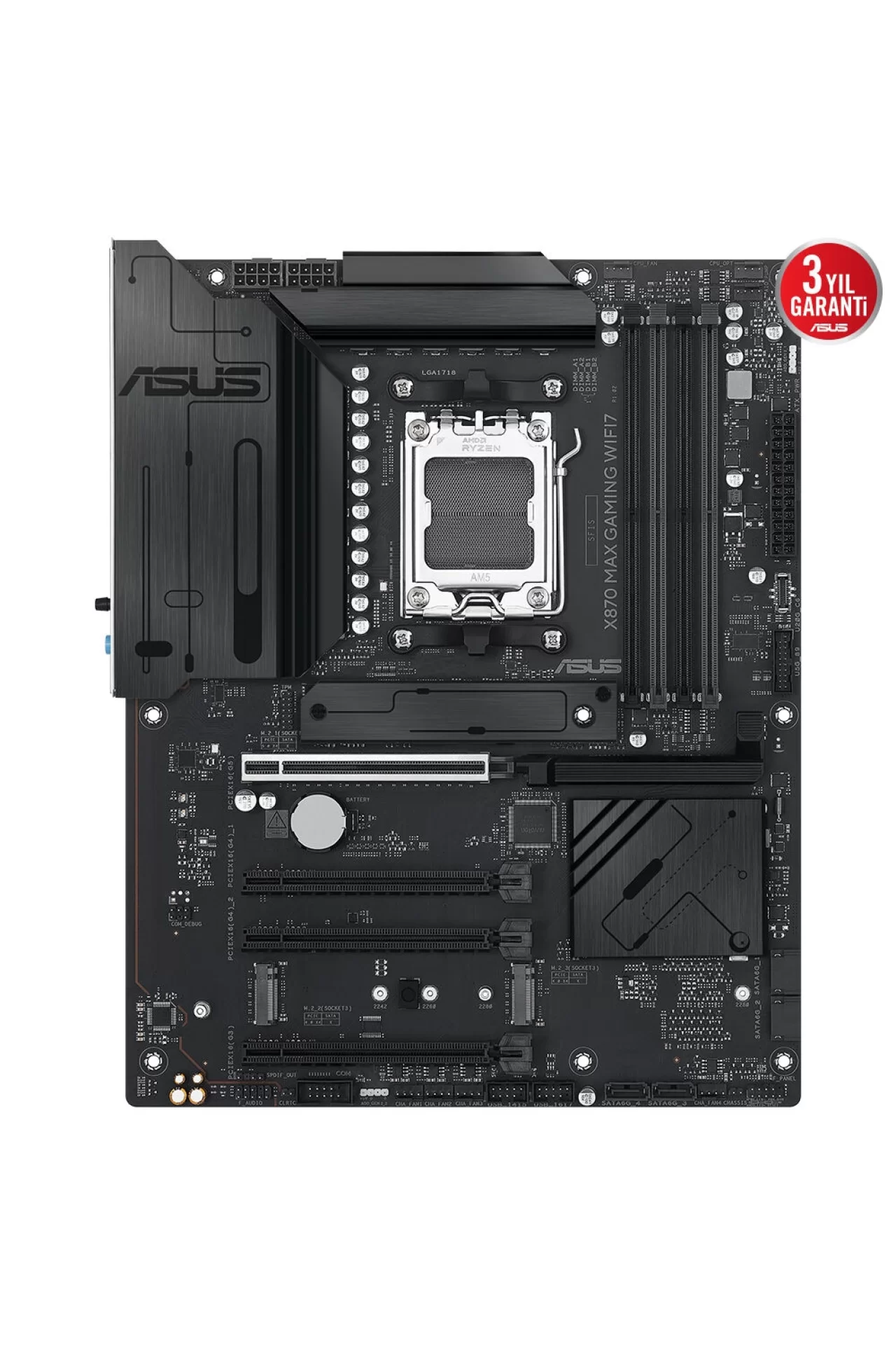 ASUS X870 Max Gaming WIFI7 8000MHz (OC) DDR5 Soket AM5 M.2 HDMI USB4 ATX Anakart