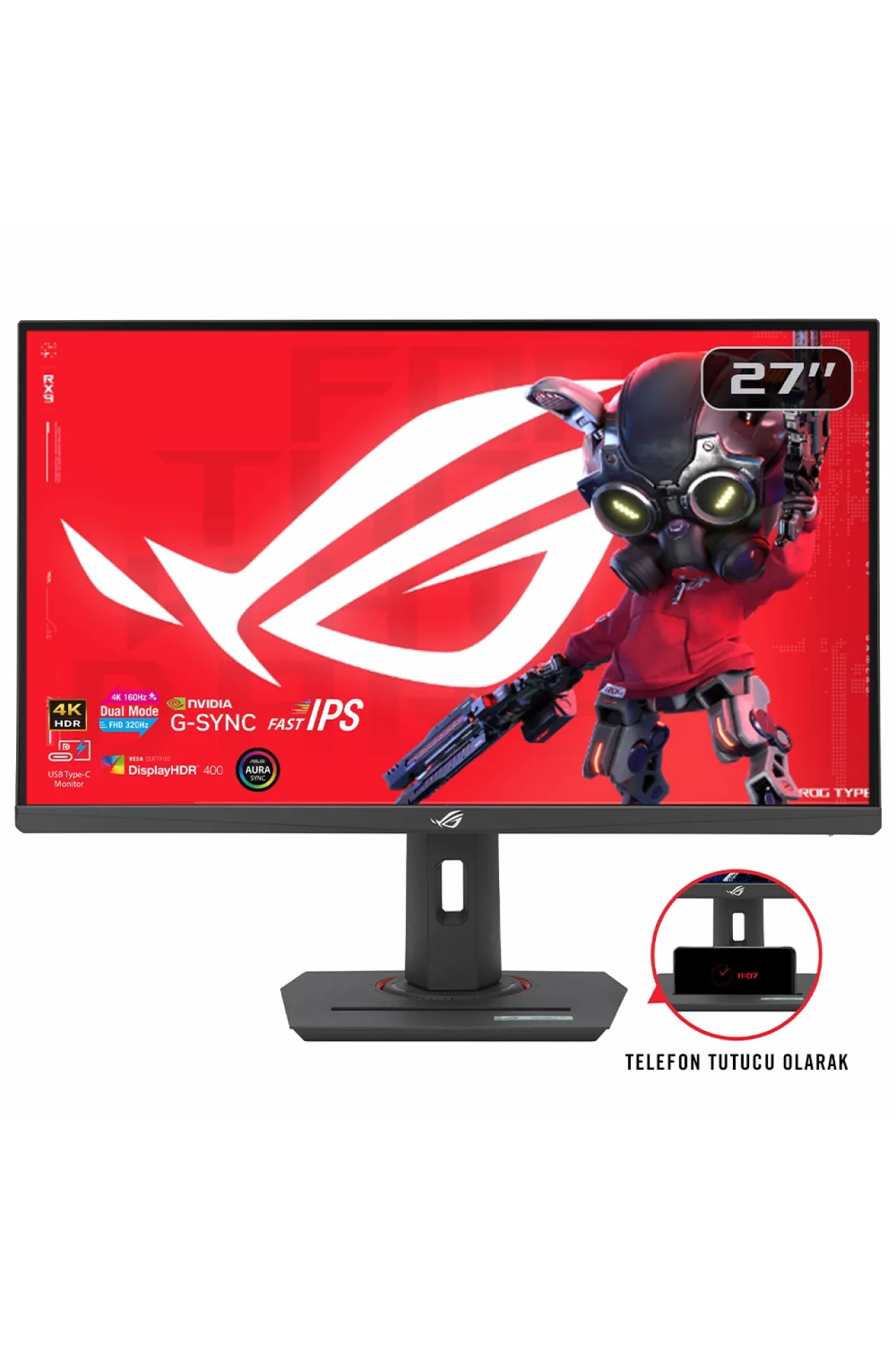 Asus ROG Strix XG27UCG 27 inç 320Hz (OC) 1ms 4K Full HD Adaptive Sync Fast IPS Pivot Gaming Monitör