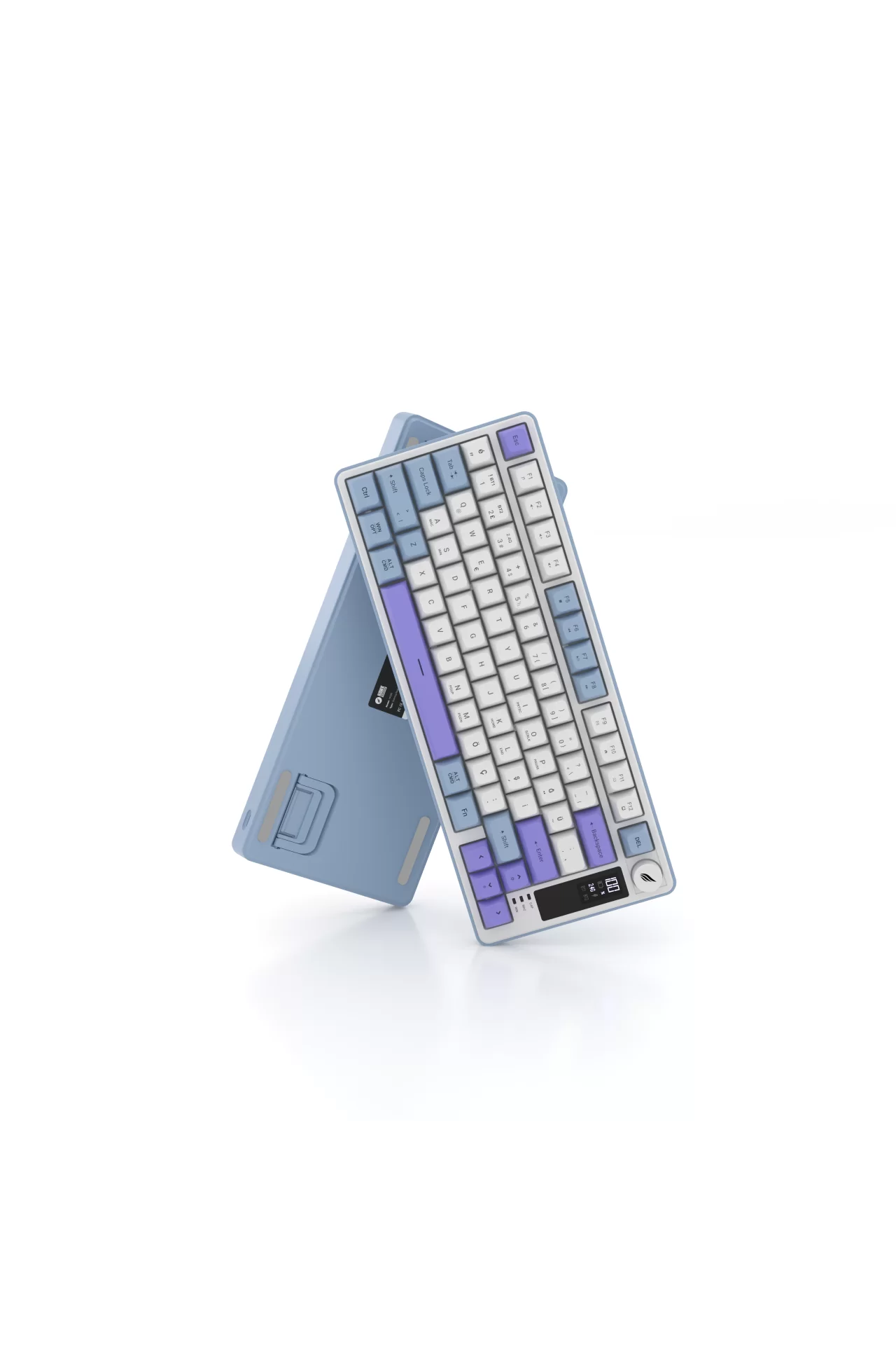 Hawk Gaming HK255 Membrane LCD RGB Kablosuz/Bluetooth Mavi Mor %75 Türkçe Gaming Klavye