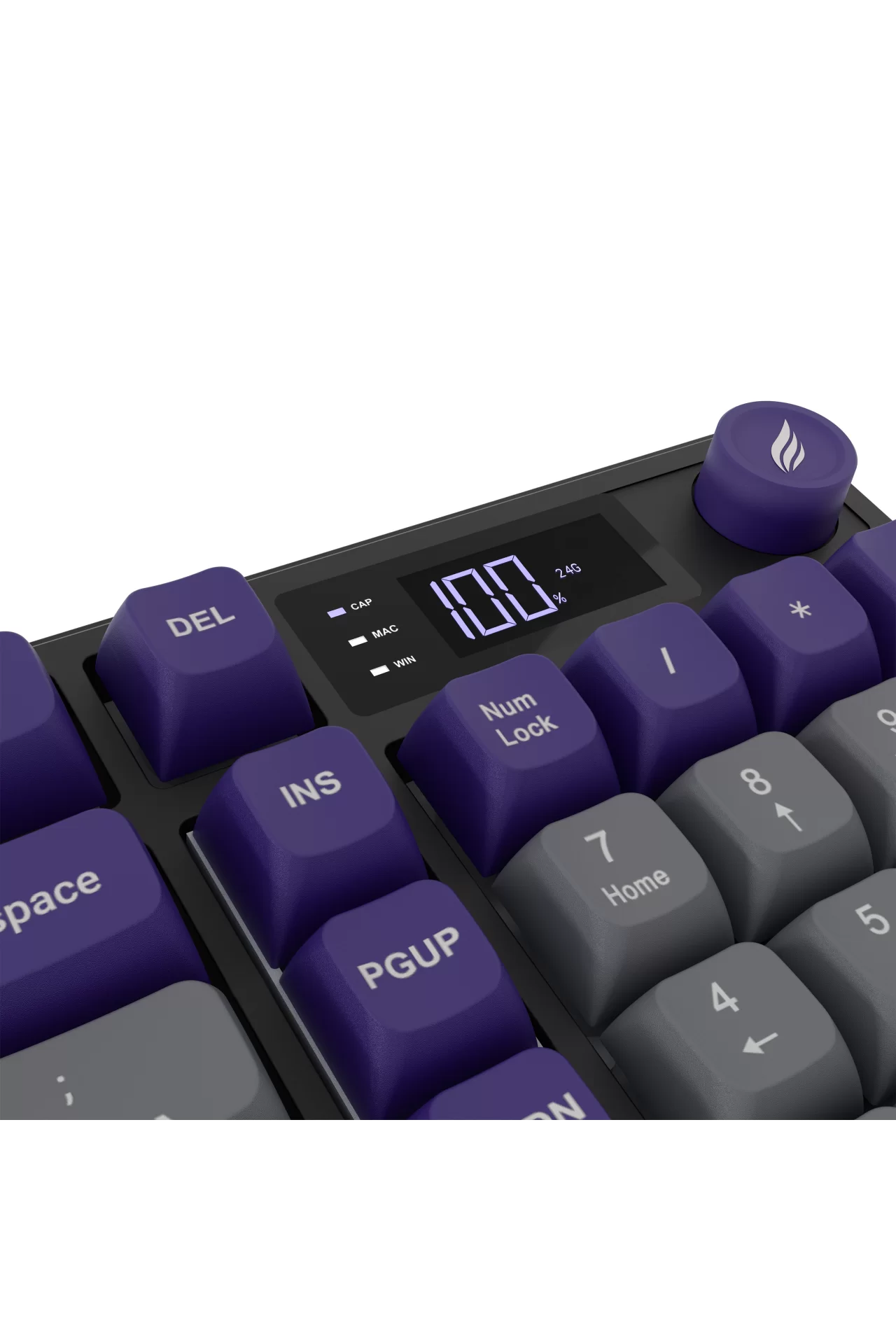 Hawk Gaming HK258 Membrane LCD RGB Kablosuz/Bluetooth Gri Mor Full Türkçe Gaming Klavye