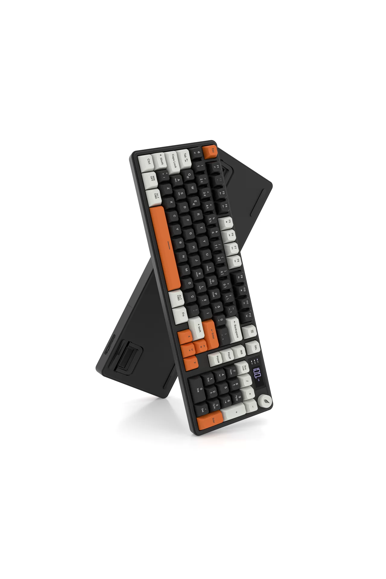Hawk Gaming HK258 Membrane LCD RGB Kablosuz/Bluetooth Siyah Turuncu Full Türkçe Gaming Klavye