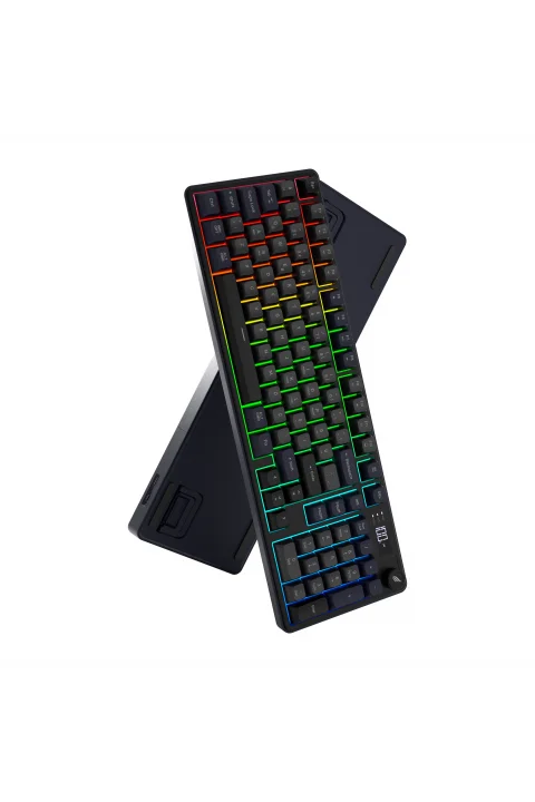 HK258 Membrane LCD RGB Kablosuz/Bluetooth Gri Mor Full Türkçe Gaming Oyuncu Klavye gorsel buton 10