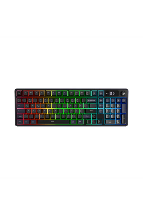 HK258 Membrane LCD RGB Kablosuz/Bluetooth Gri Mor Full Türkçe Gaming Oyuncu Klavye gorsel buton 5