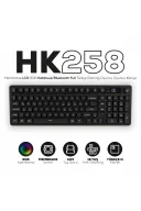 HK258 Membrane LCD RGB Kablosuz/Bluetooth Siyah Full Türkçe Gaming Oyuncu Klavye