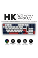 HK257 Membrane LCD RGB Kablosuz/Bluetooth Kırmızı Mavi Full Türkçe Gaming Klavye