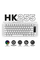 HK255 Membrane LCD RGB Kablosuz/Bluetooth Beyaz %75 Türkçe Gaming Oyuncu Klavye